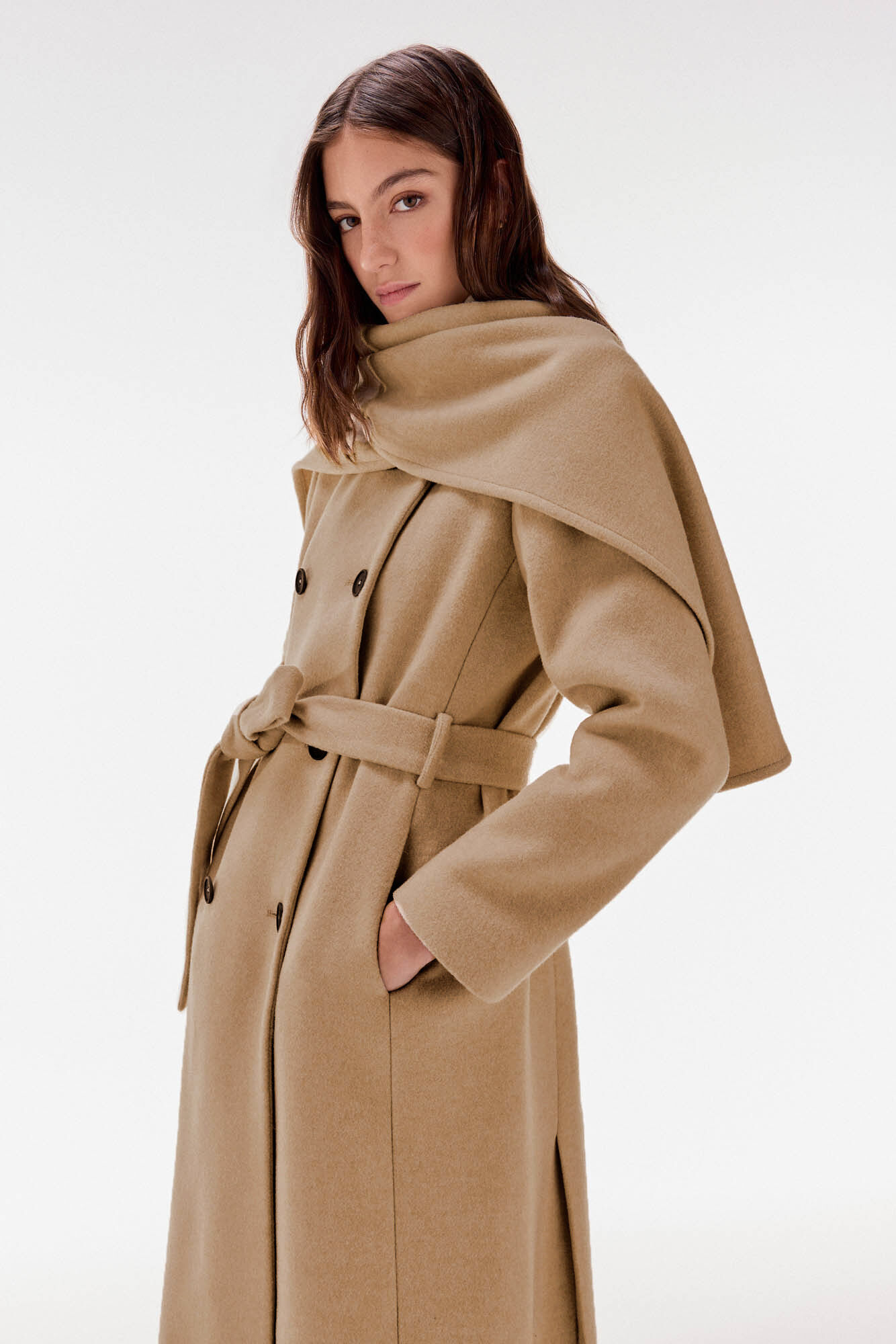 TFP by Tamara Falc&oacute; double-breasted coat with scarf Brown