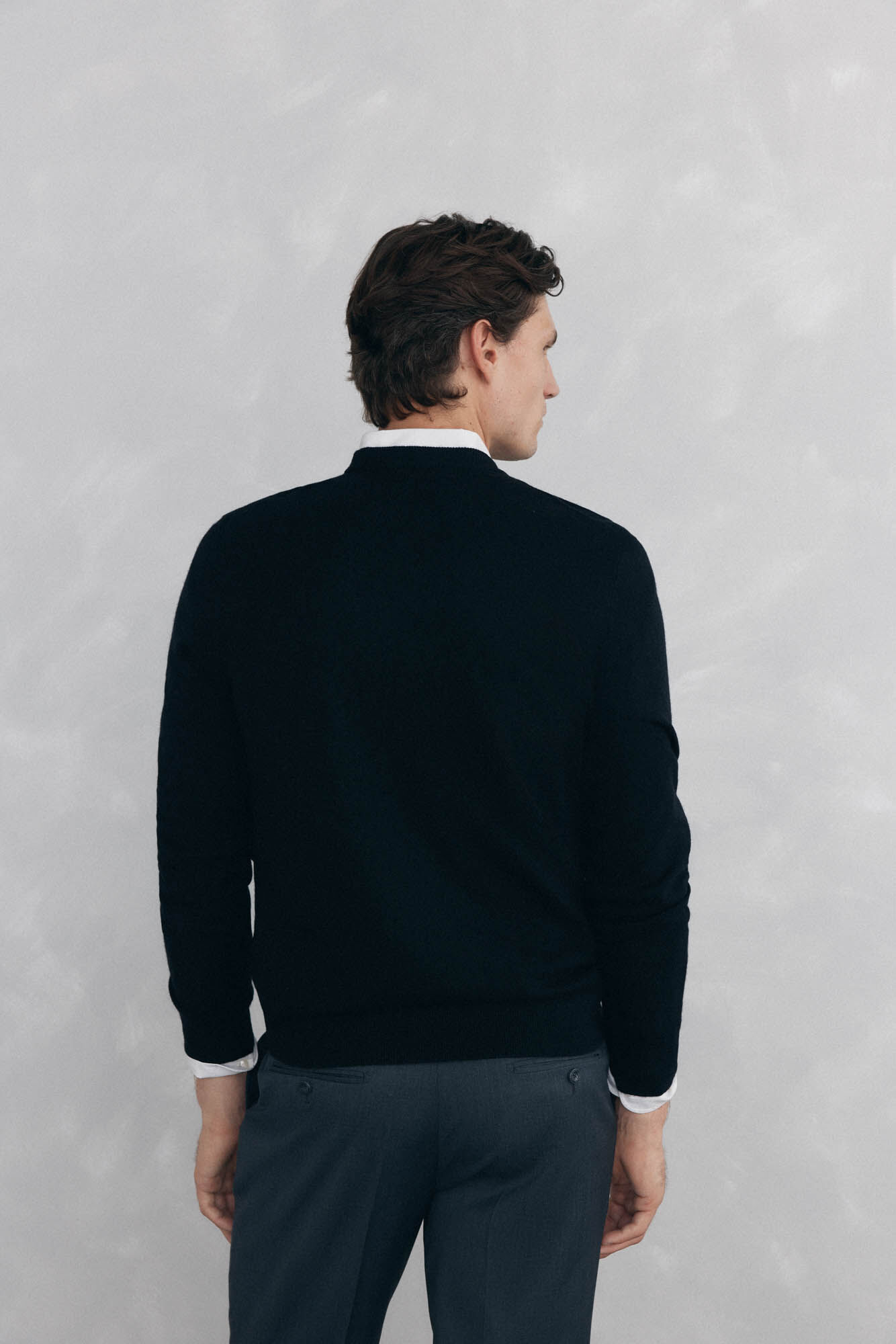 Pedro del Hierro Merino wool and cashmere crew neck sweater Black