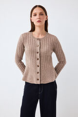 Pedro del Hierro Ribbed peplum jacket with buttons Ecru