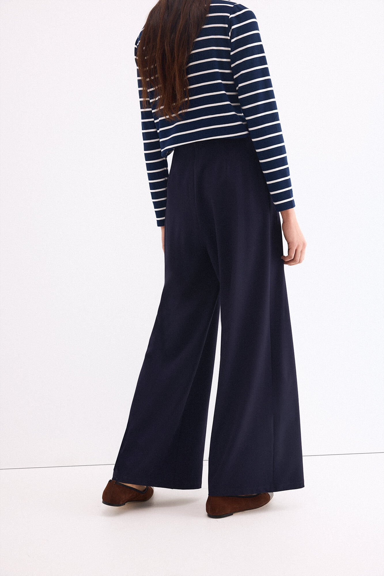 Pedro del Hierro Navy crepe trousers Blue