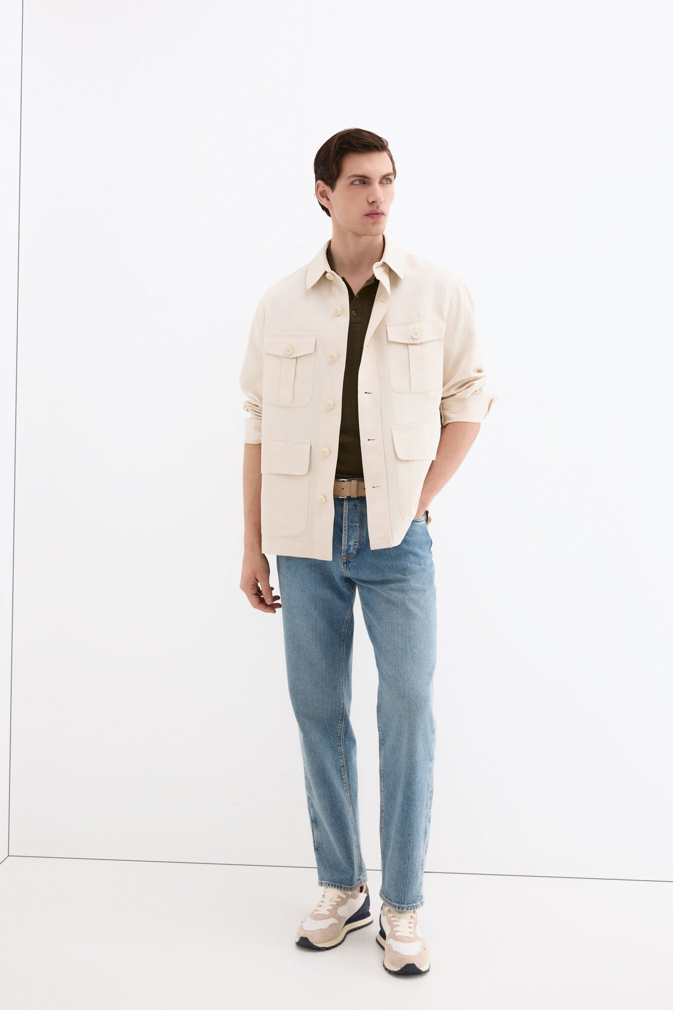 Pedro del Hierro Linen blend overshirt Beige