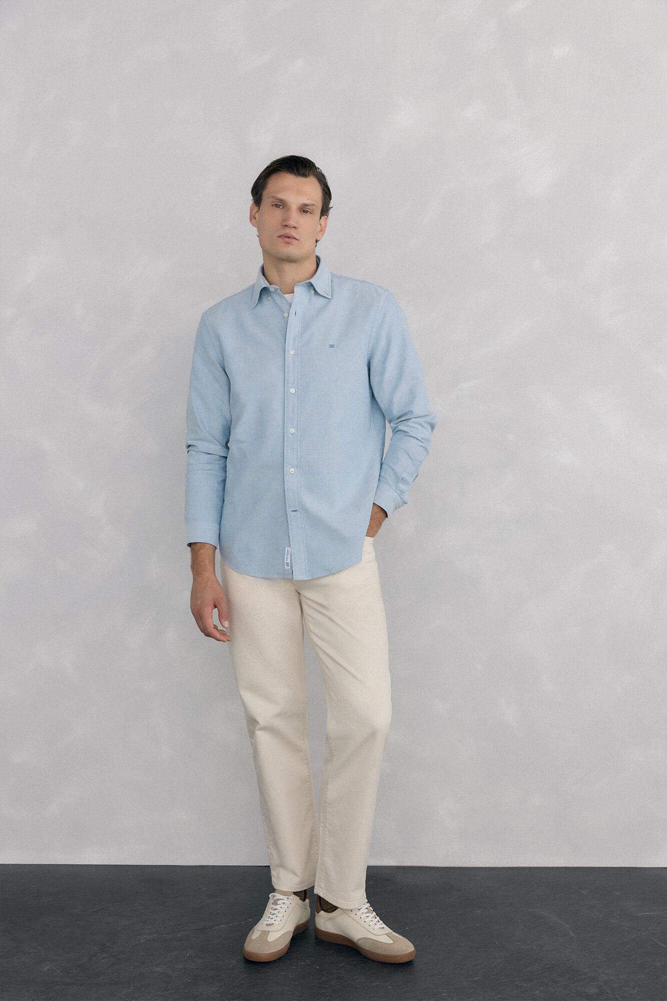 Pedro del Hierro Camisa ic&oacute;nica em oxford lisa