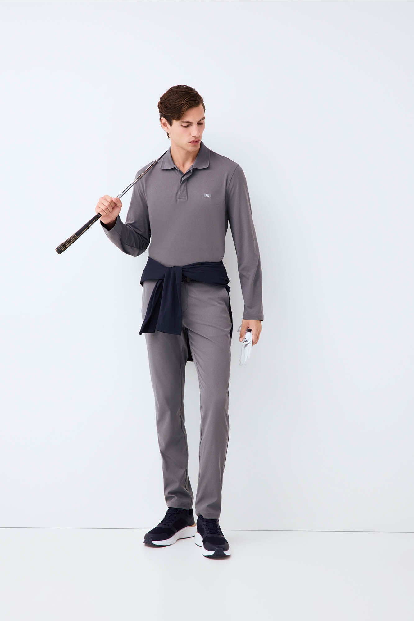 Pedro del Hierro Long sleeve technical golf polo shirt Grey