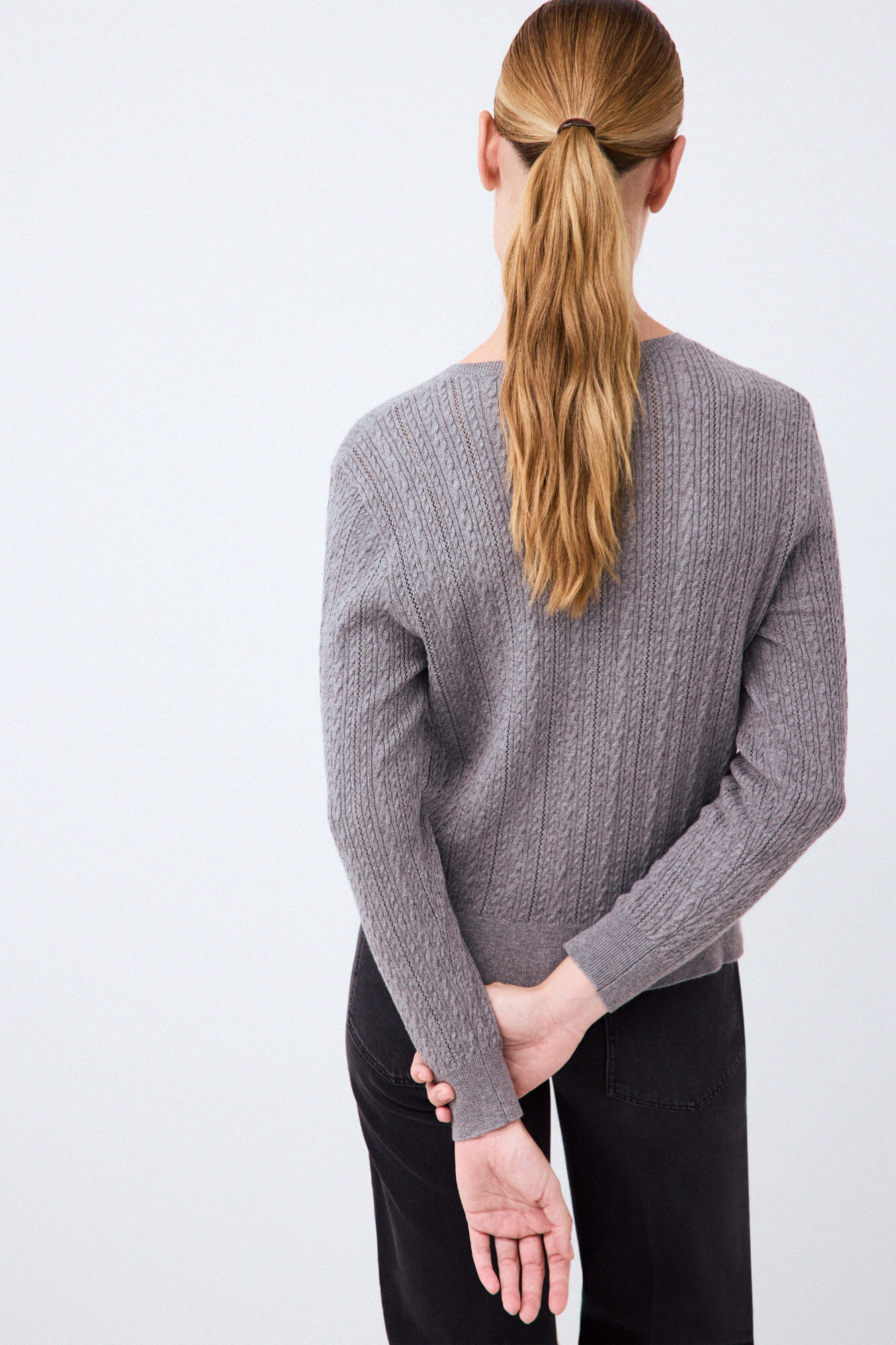 Pedro del Hierro Oversize mini cross-knit jumper Grey