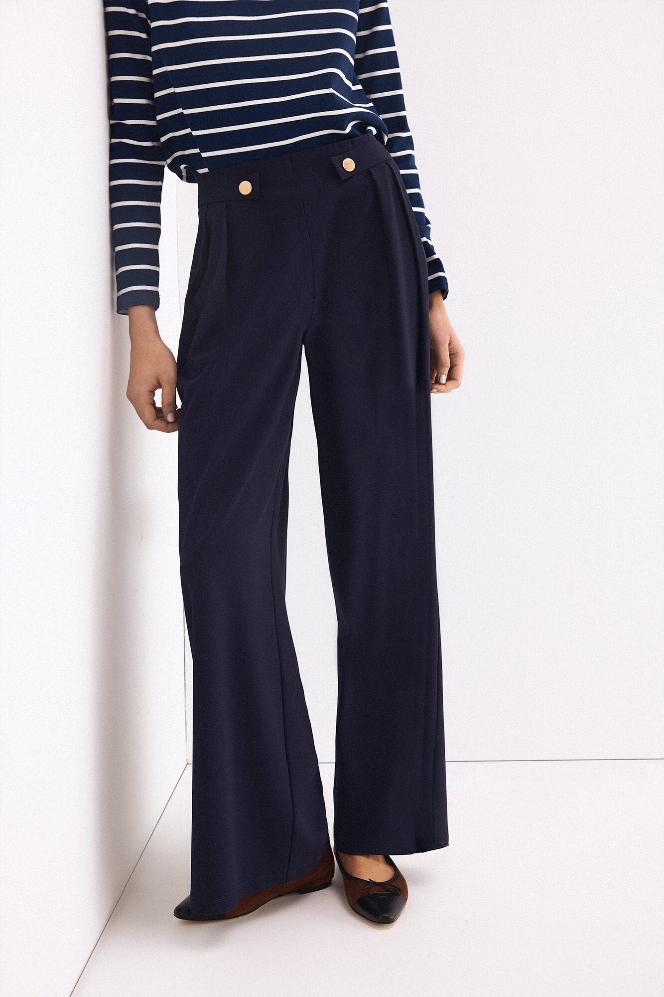 Pedro del Hierro Navy crepe trousers Blue