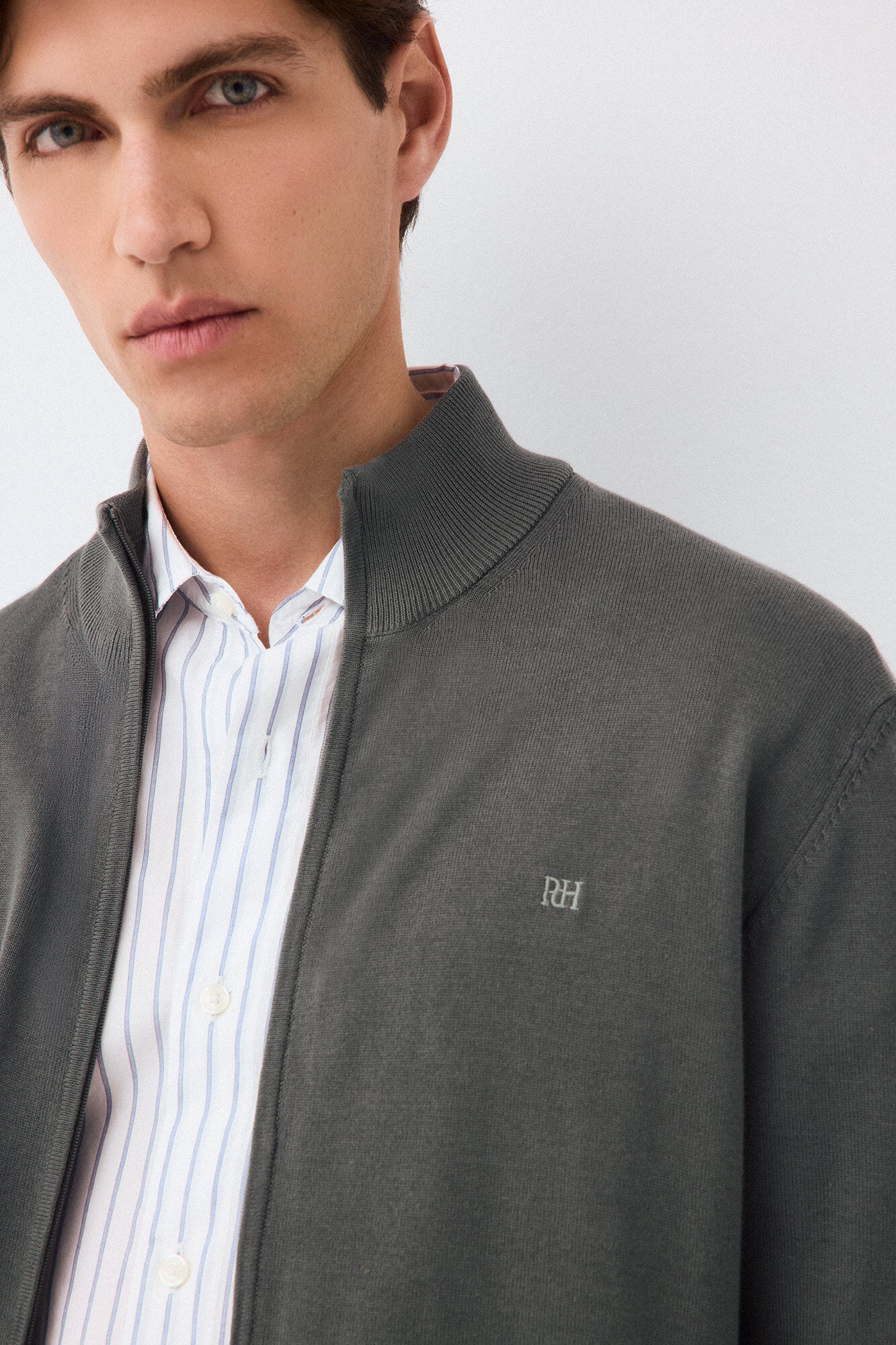 Pedro del Hierro Fine premium cotton zip fastening cardigan