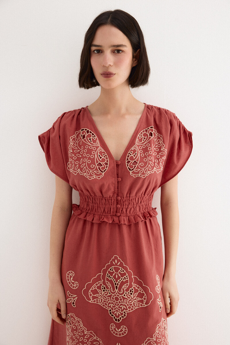 TFP by Tamara Falcó Embroidered dress Orange