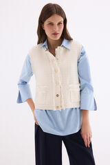 Pedro del Hierro Textured knit gilet Ecru