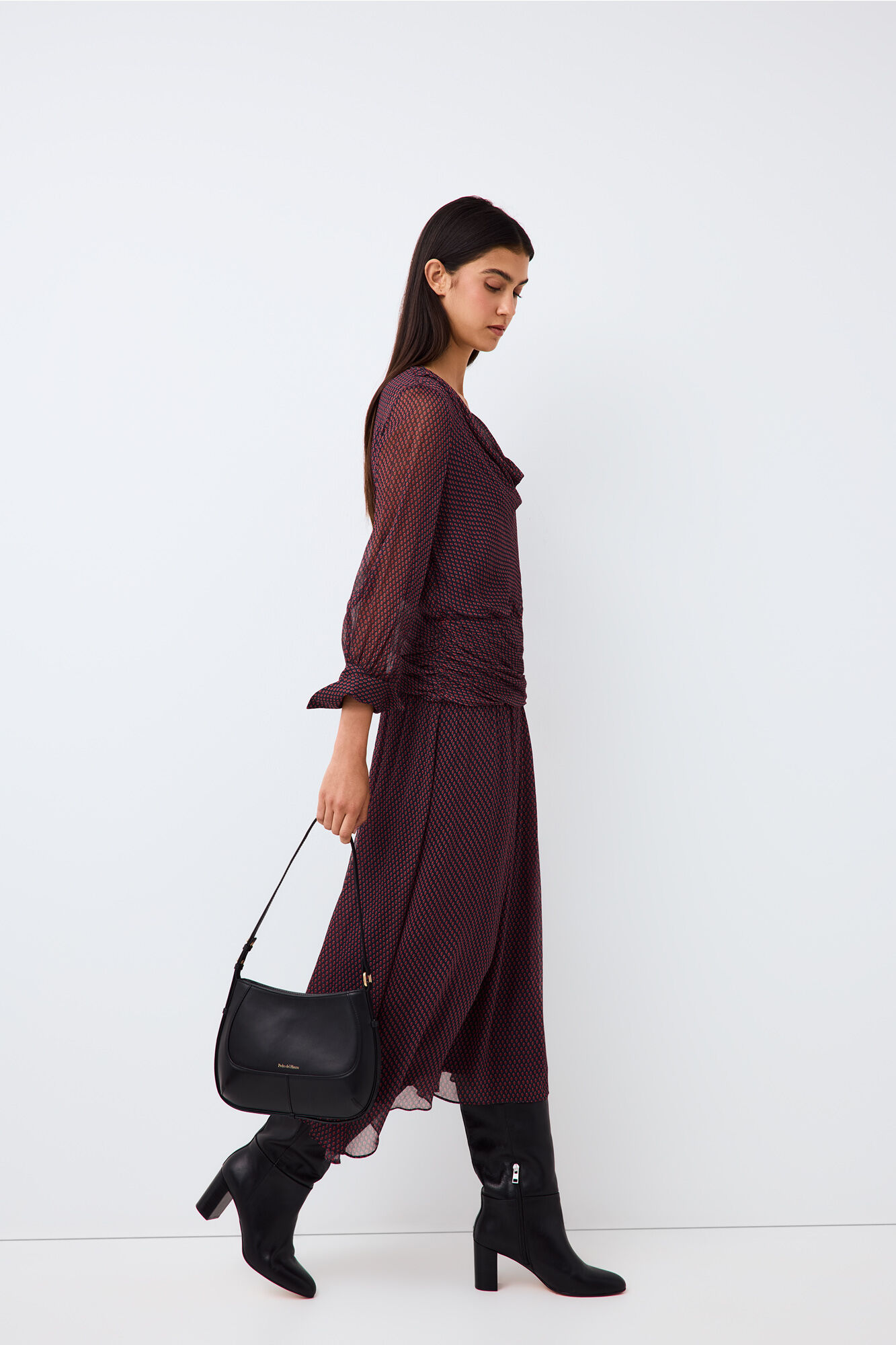 Pedro del Hierro Scarf neckline and draped skirt dress