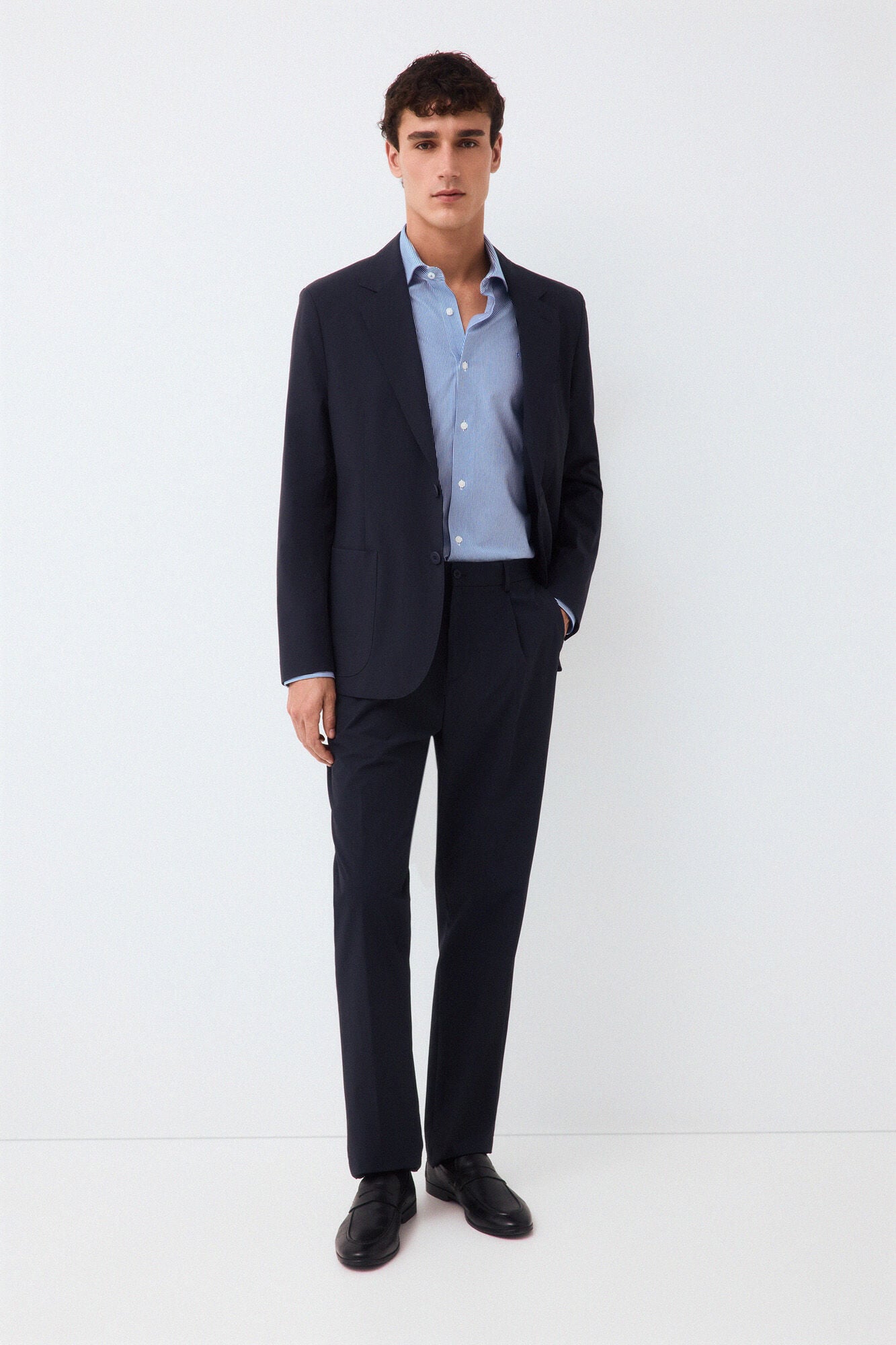 Pedro del Hierro Striped jersey-knit shirt Blue