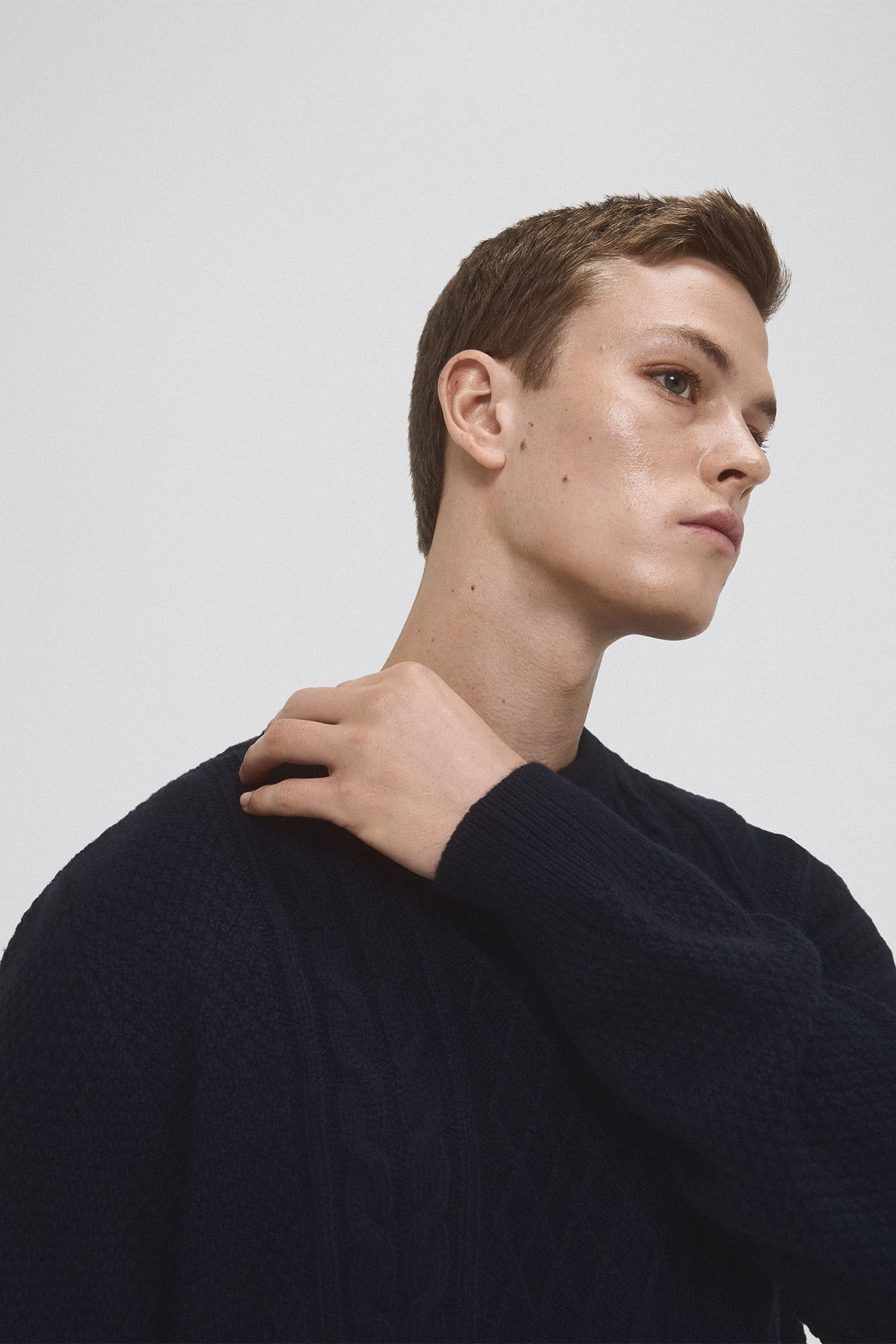 Pedro del Hierro Jersey lana cables cuello redondo Azul