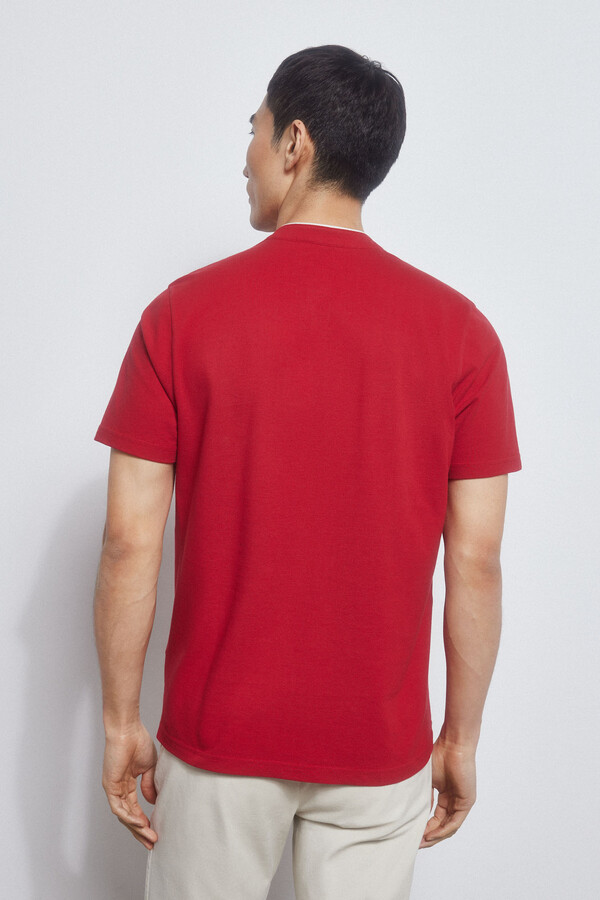 Pedro del Hierro Contrast mandarin collar polo shirt Red