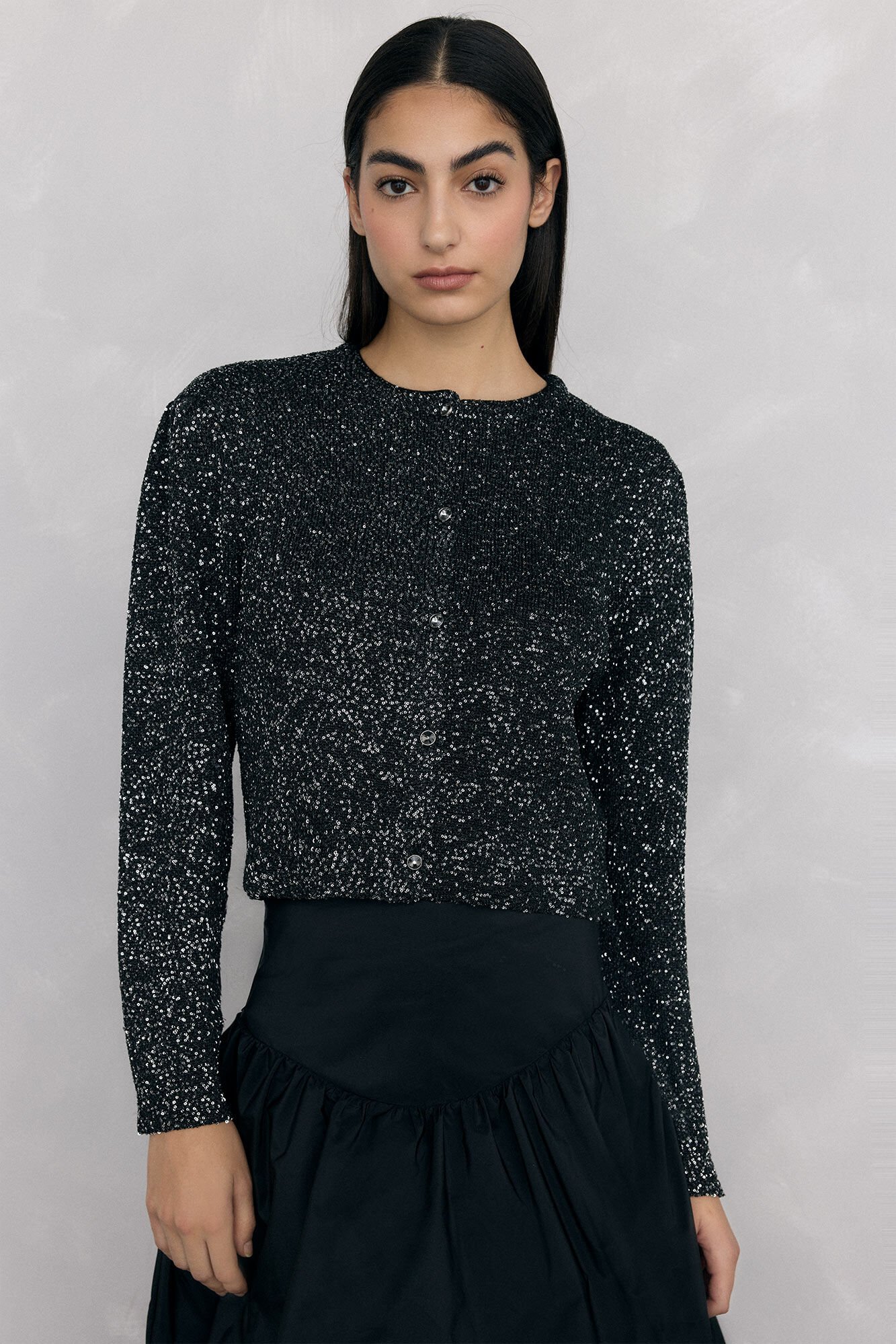 Pedro del Hierro Sequined jersey-knit jacket Black