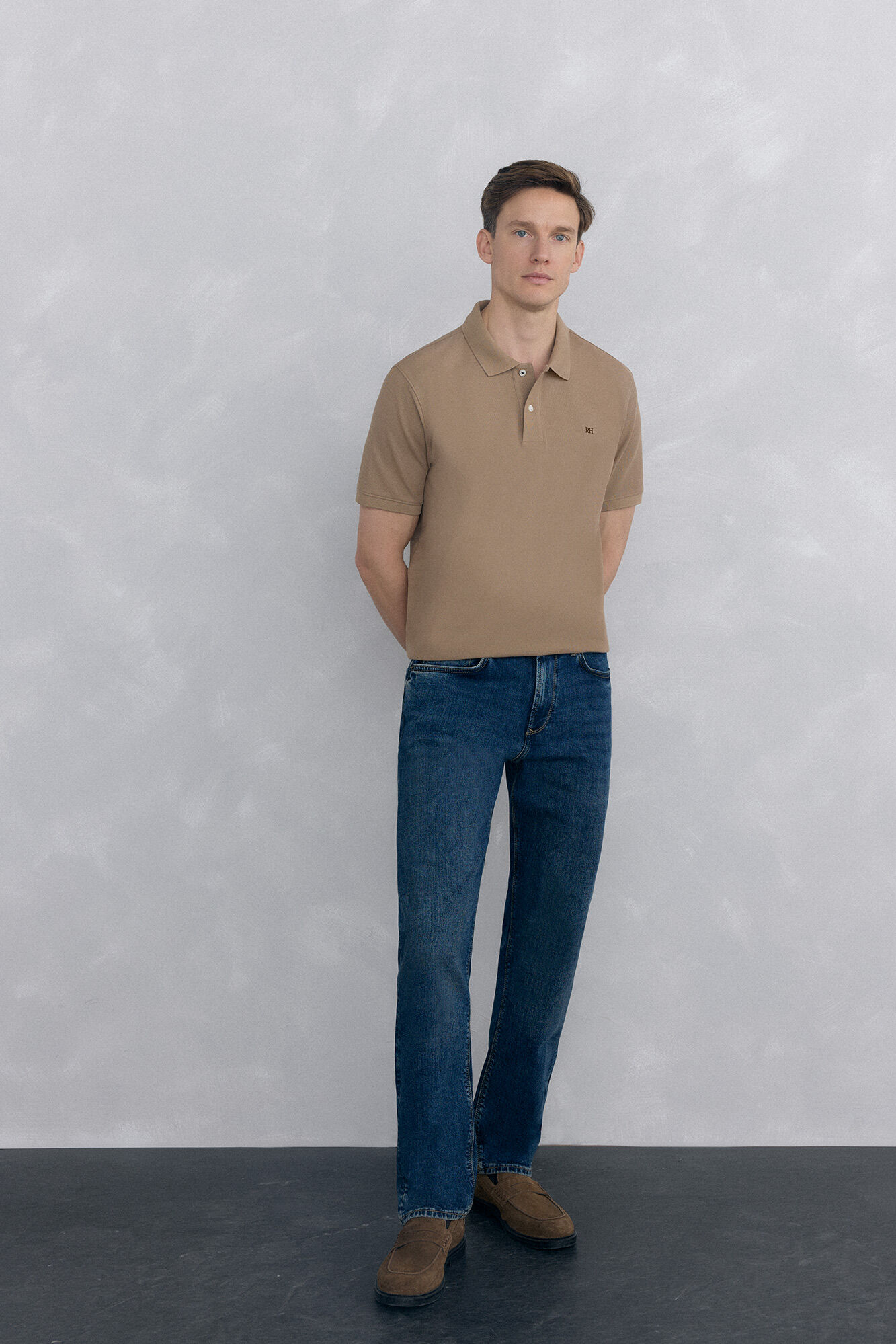 Pedro del Hierro Basic piqu&eacute; polo shirt Beige