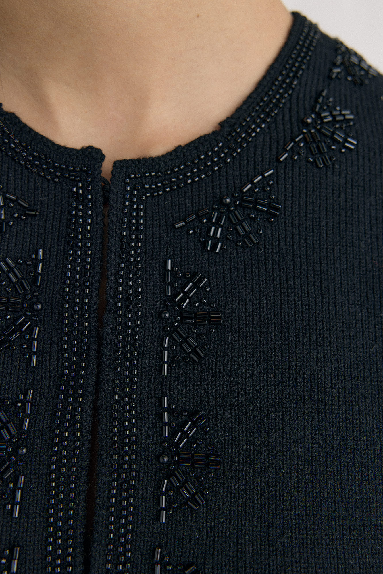 Pedro del Hierro Jersey-knit vest with embroidered fringes Black