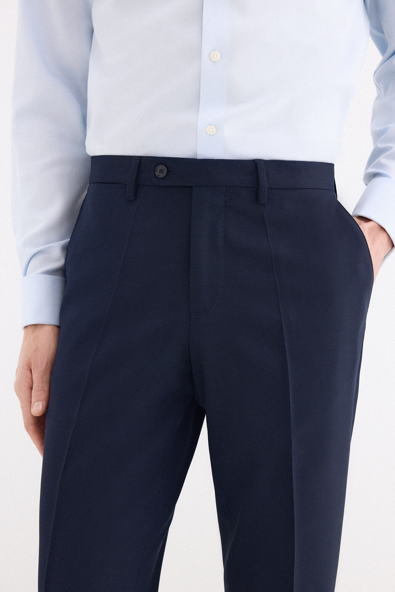 Pedro del Hierro Structured stretch trousers Blue