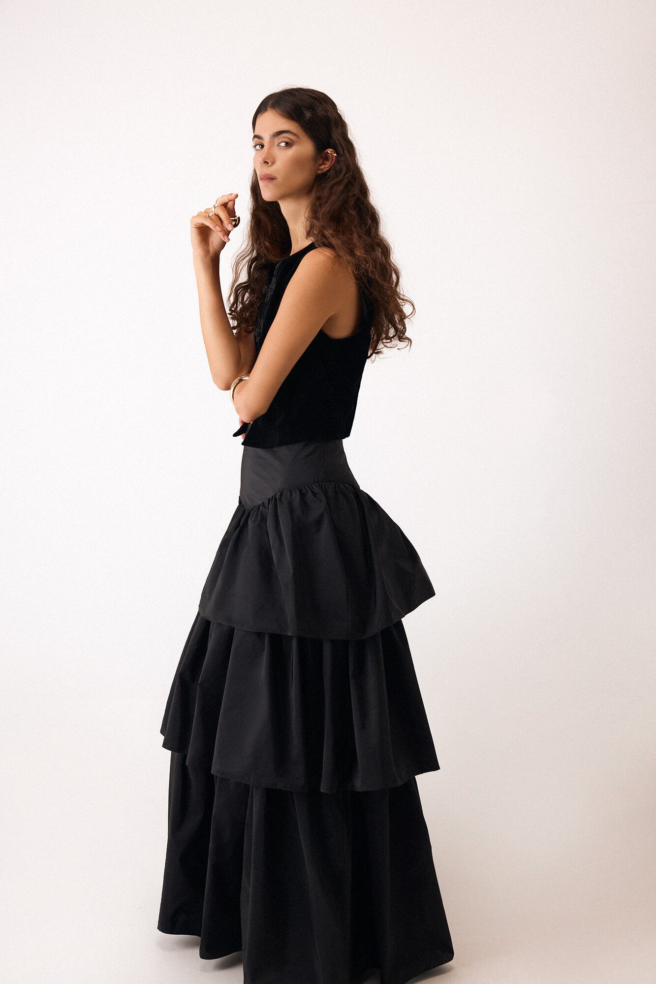 Pedro del Hierro Long skirt with ruffles Black