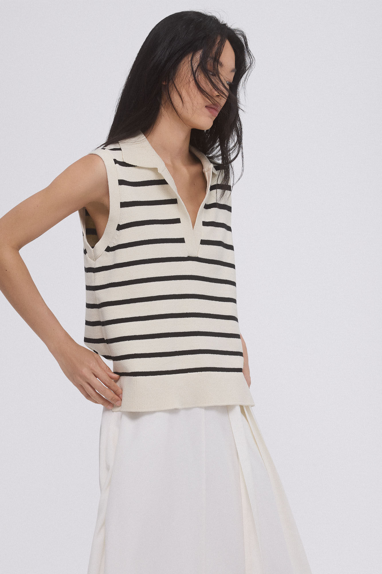 Pedro del Hierro Chaleco de punto rayas Blanco