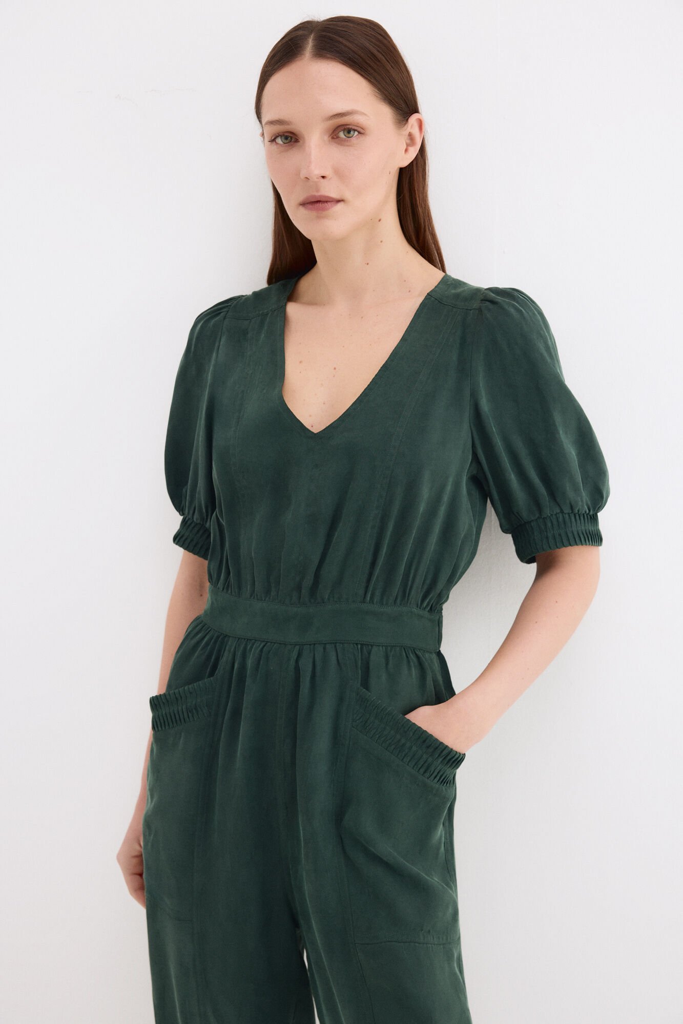 Pedro del Hierro Long sleeve detail jumpsuit Green