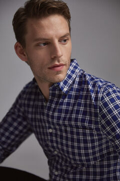 Pedro del Hierro Tech Non-Iron cotton shirt Blue