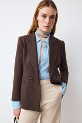 Pedro del Hierro Herringbone double-breasted blazer Brown