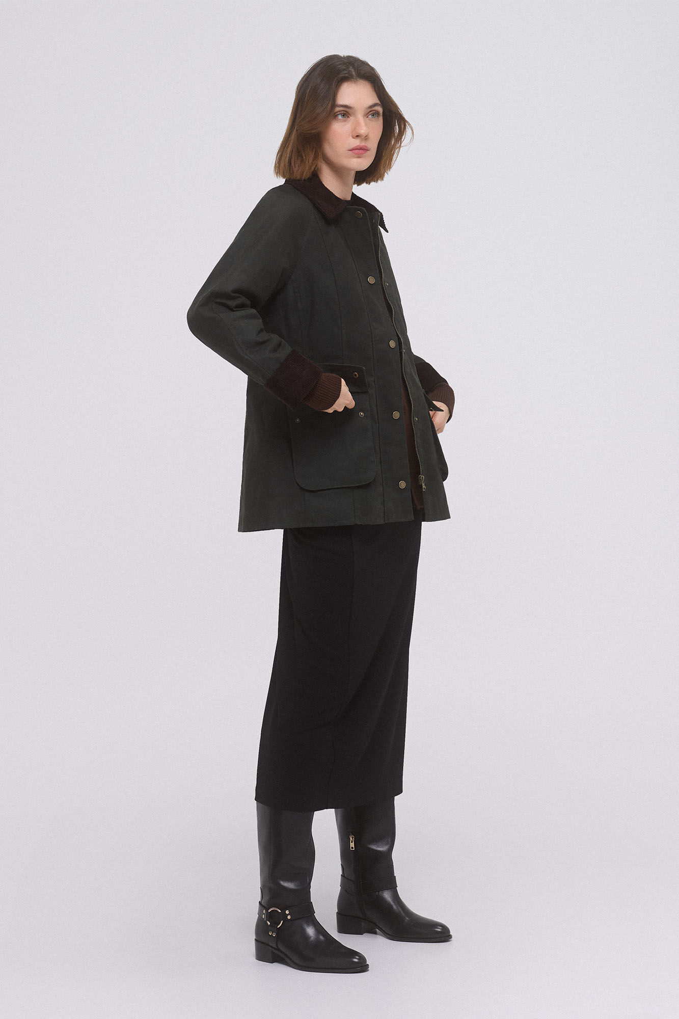 Pedro del Hierro Parka acolchada tejido encerado Marr&oacute;n