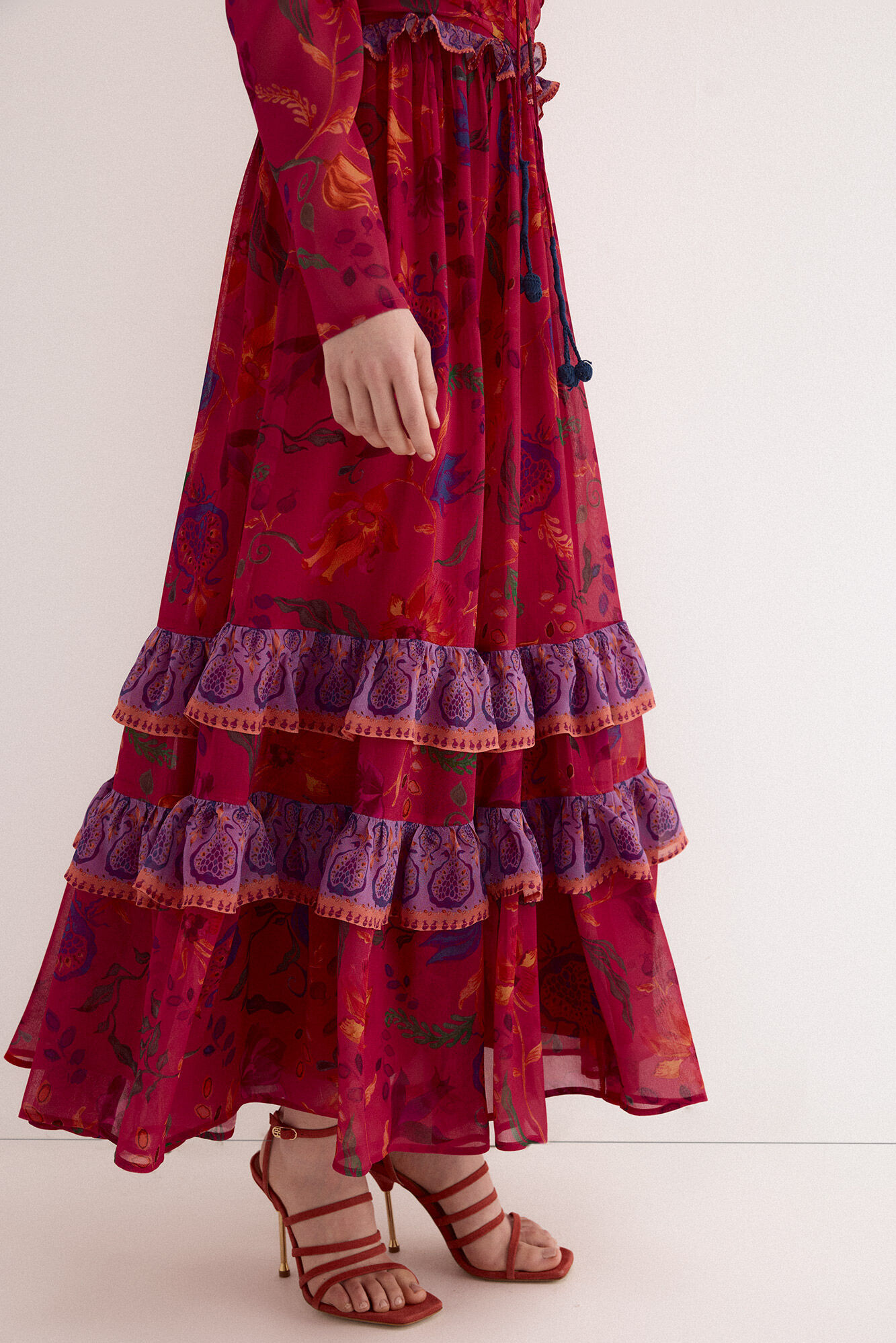 TFP by Tamara Falc&oacute; Long floral print dress Red