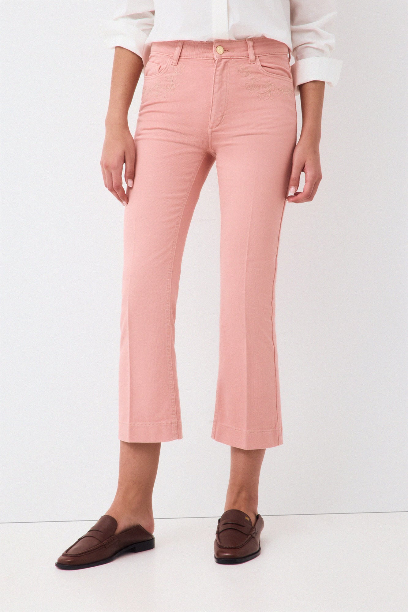 Pedro del Hierro Jeans flare cropped bordado
