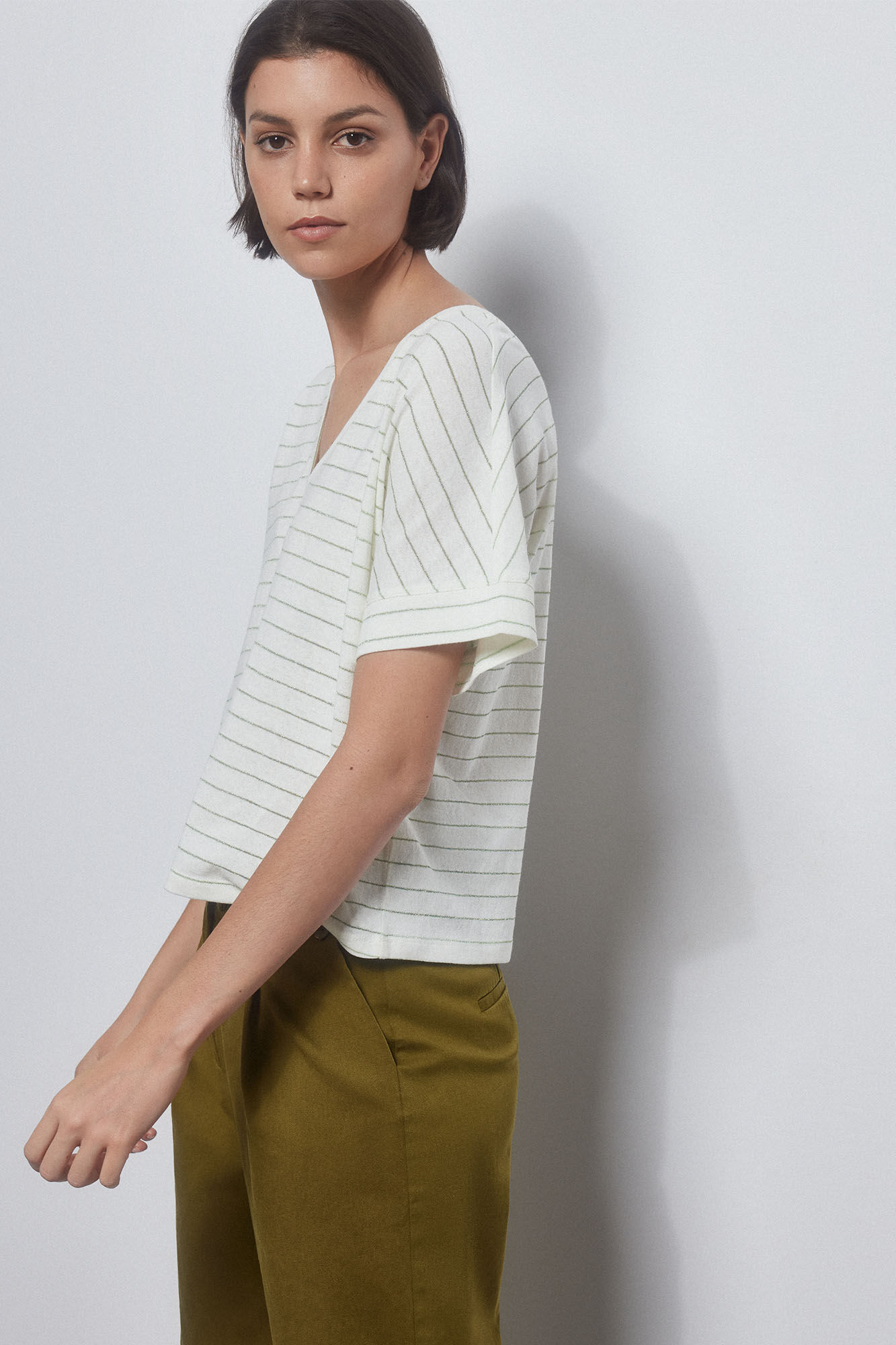 Pedro del Hierro Camiseta listrada manga curta Amarelo