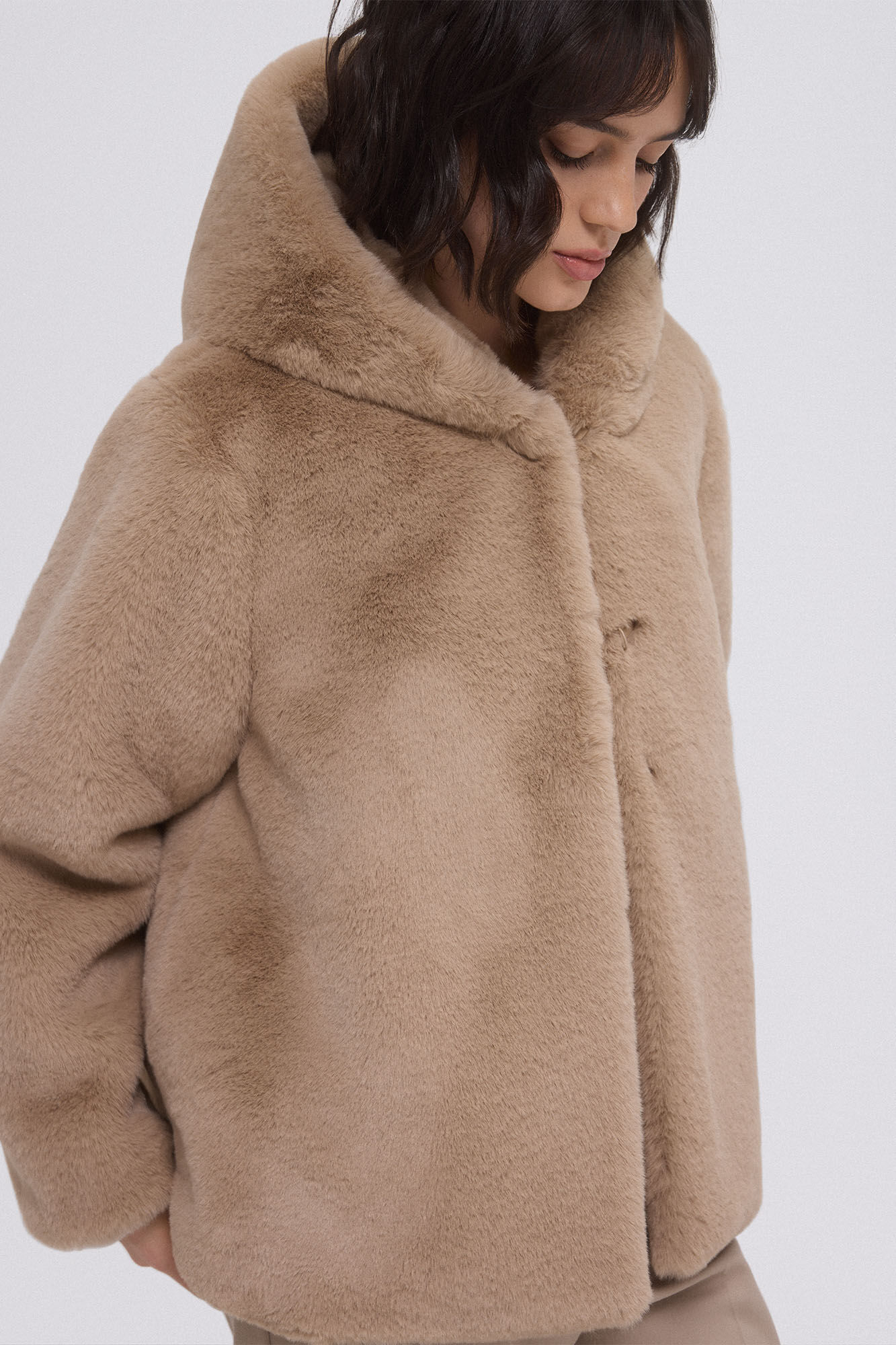 Pedro del Hierro Fake fur hood jacket Grey