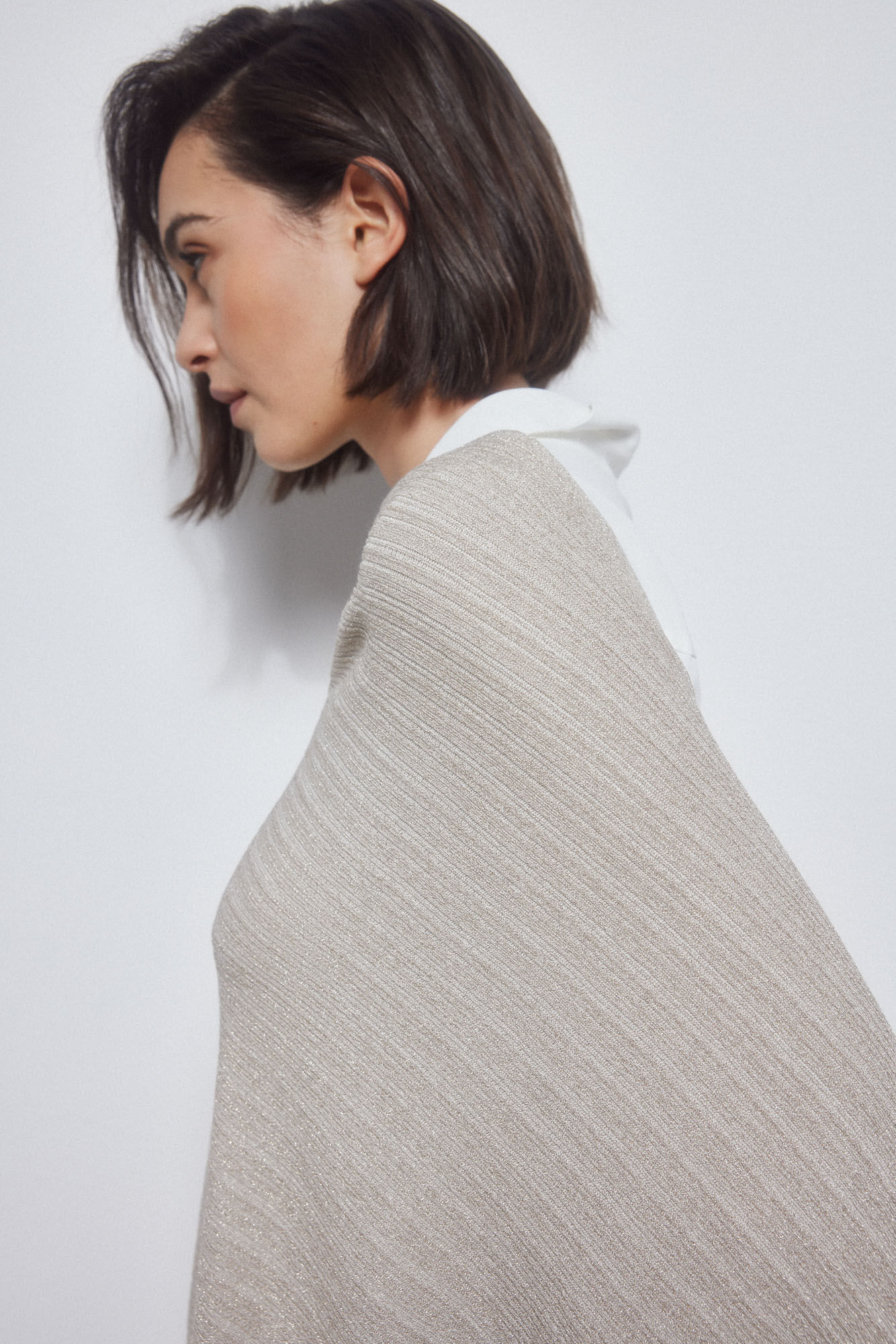 Pedro del Hierro Capa de malha canelada brilho Marrom