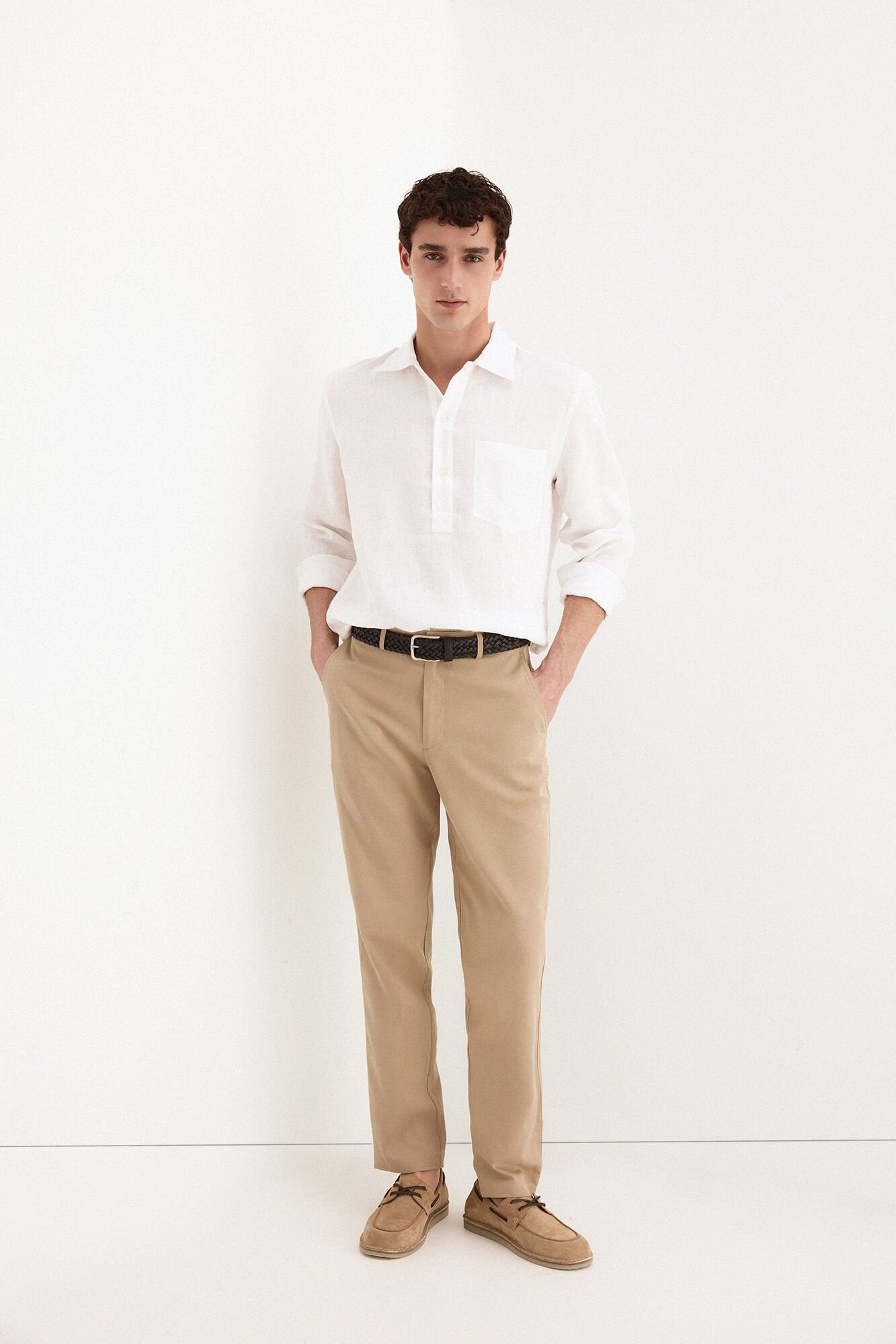 Pedro del Hierro Plain linen T-shirt White
