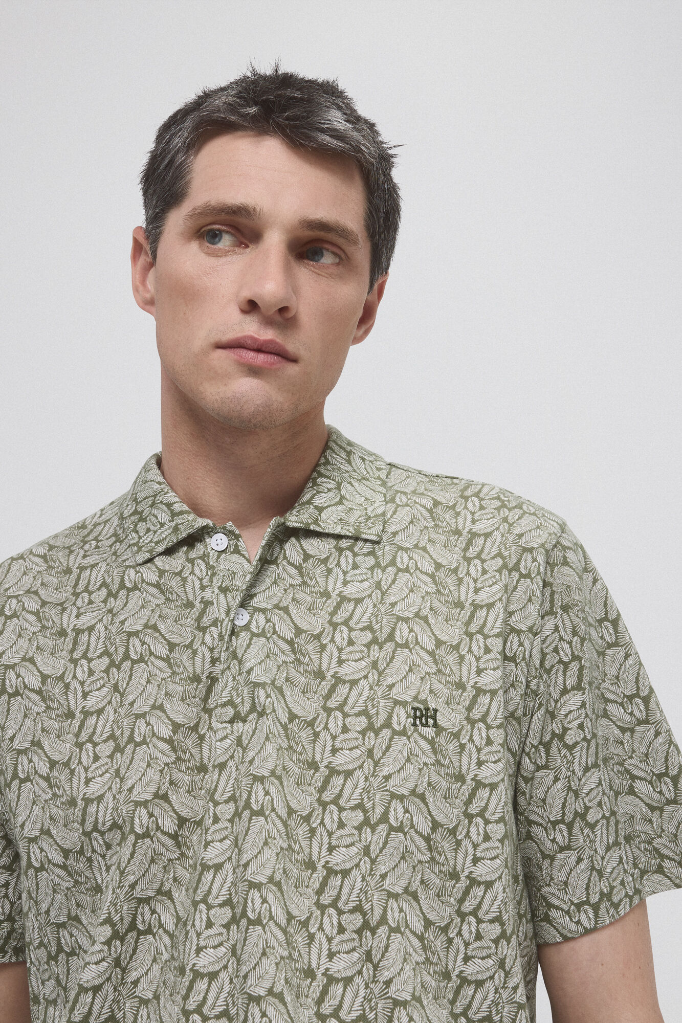 Pedro del Hierro Leaf print polo shirt Green