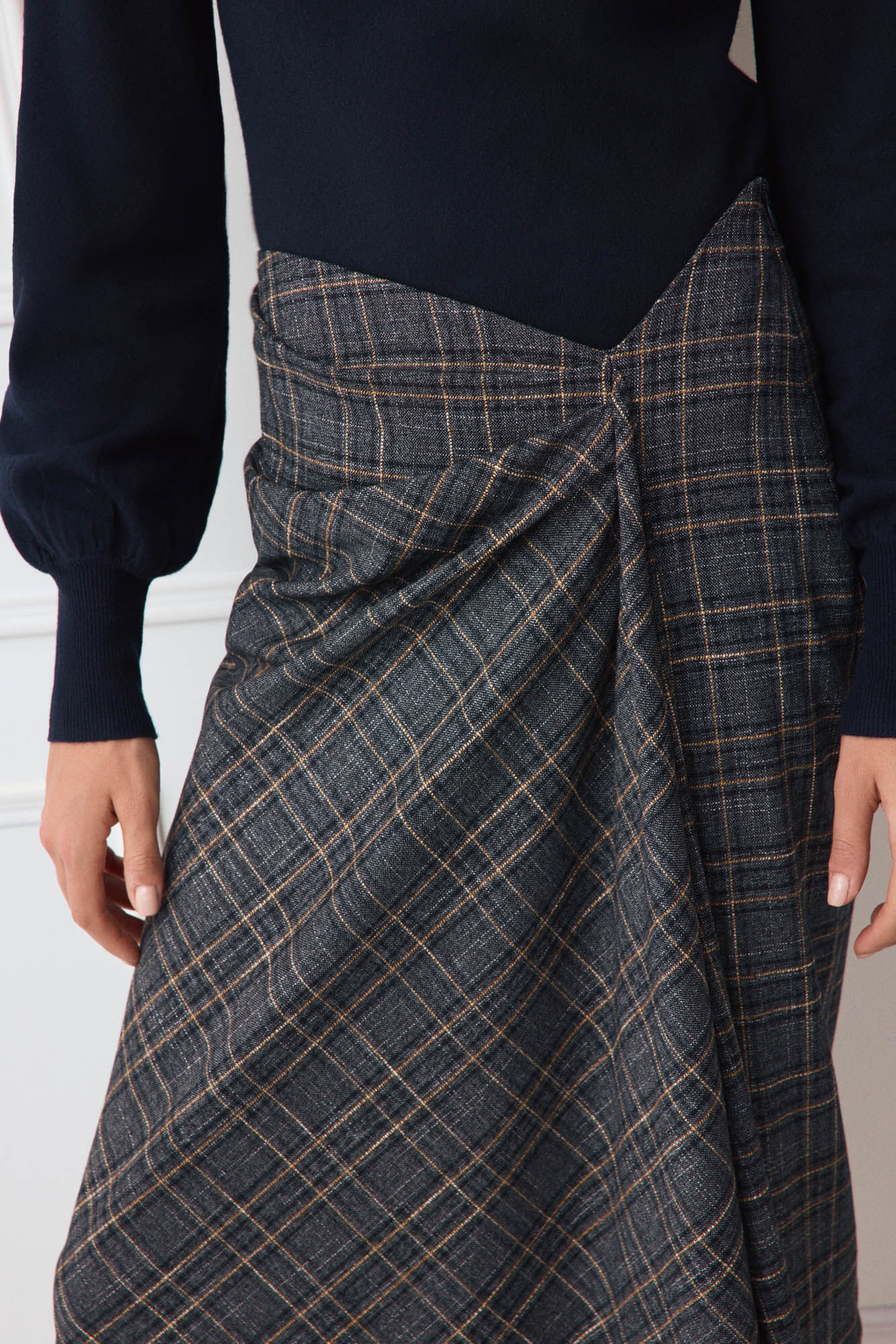 TFP by Tamara Falc&oacute; Plaid straight skirt Blue