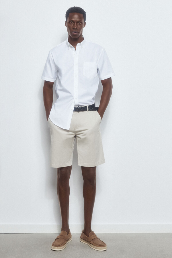 Pedro del Hierro Plain short-sleeved non-iron shirt White