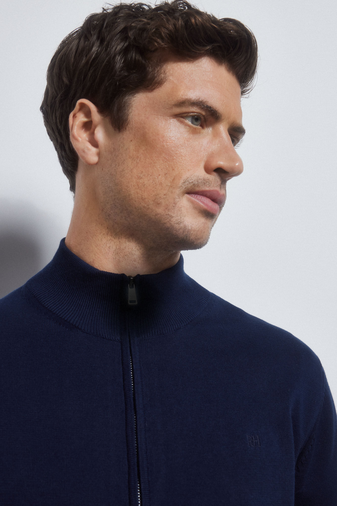 Pedro del Hierro Essential cotton zip-up cardigan Blue