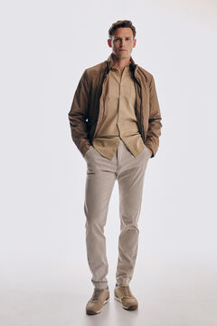Pedro del Hierro Micro pattern slim fit trousers Beige