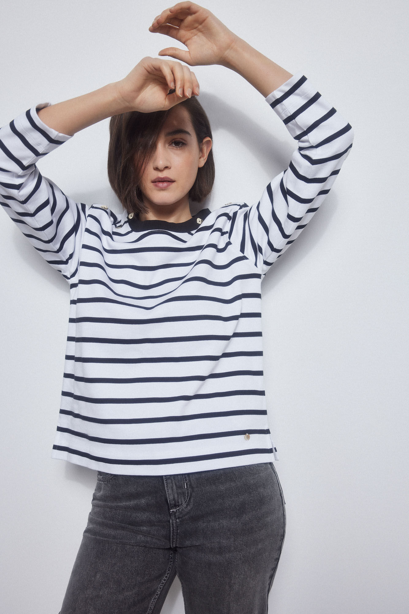 Pedro del Hierro Sudadera rayas botones Negro