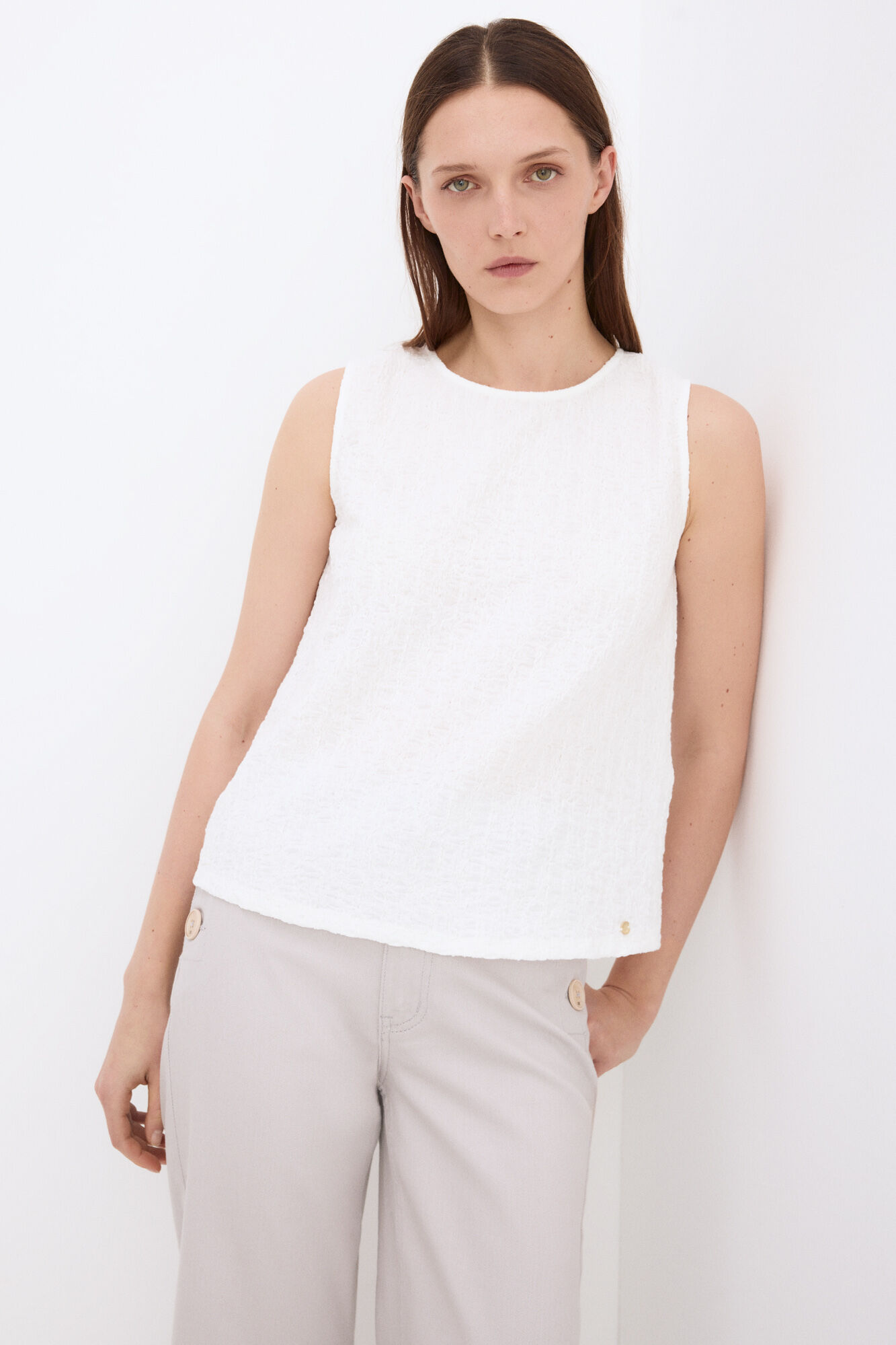 Pedro del Hierro Wrinkled fabric sleeveless top