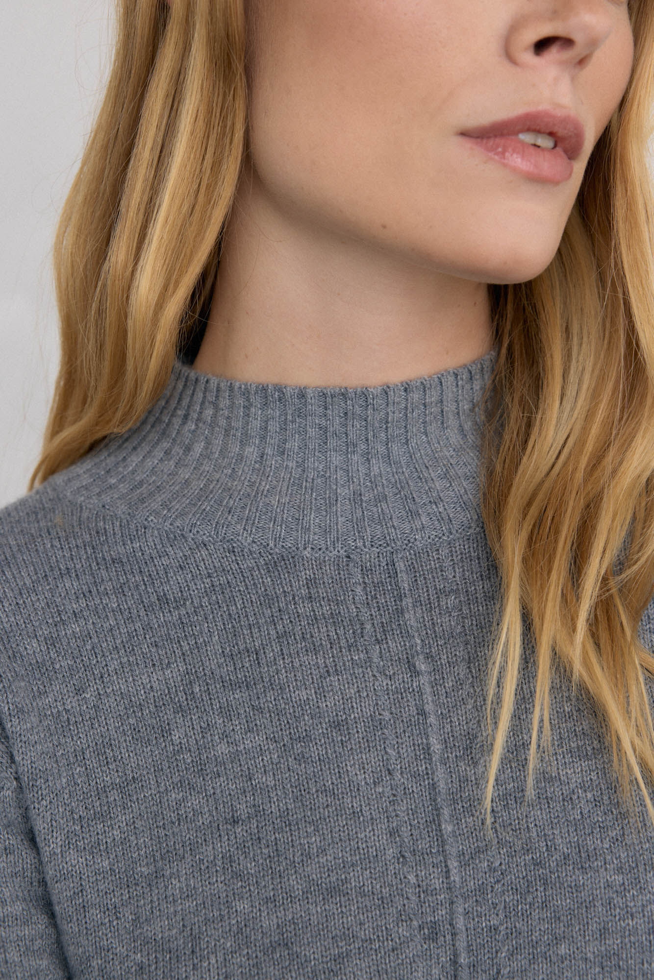 Pedro del Hierro Vestido de malha com costura central em l&atilde; Cizento