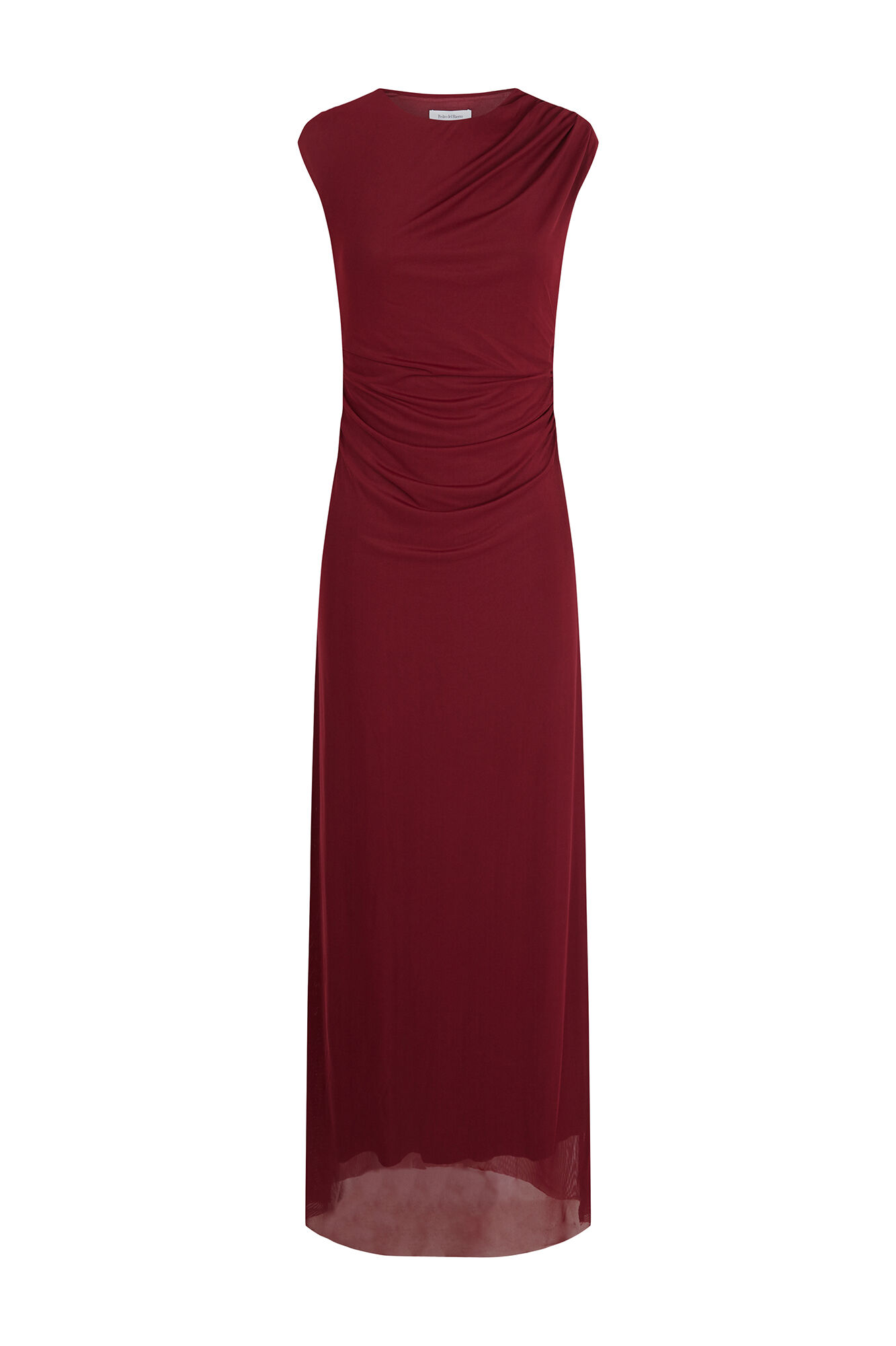 Pedro del Hierro Vestido midi reto com babados em tule Bordeaux