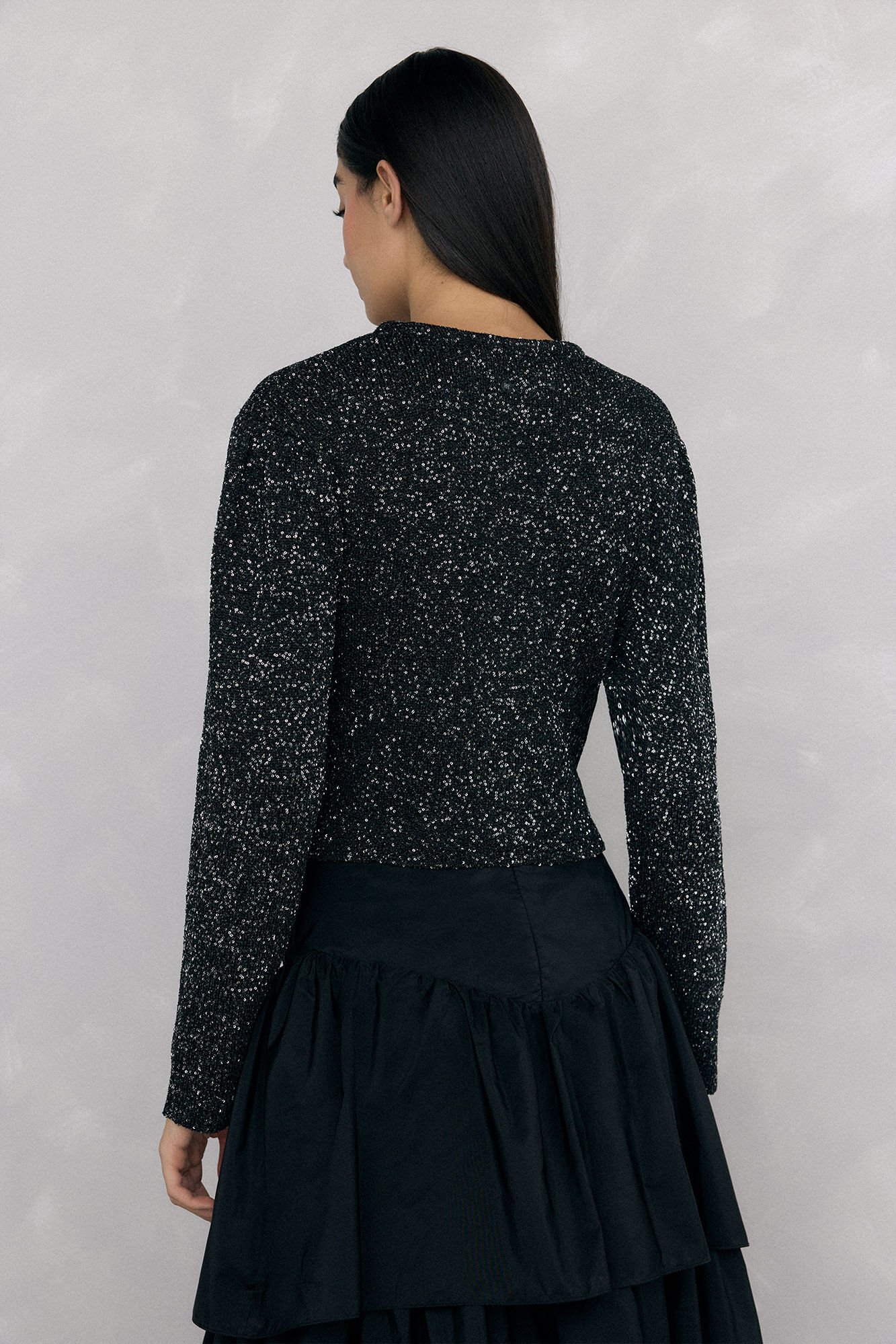 Pedro del Hierro Sequined jersey-knit jacket Black