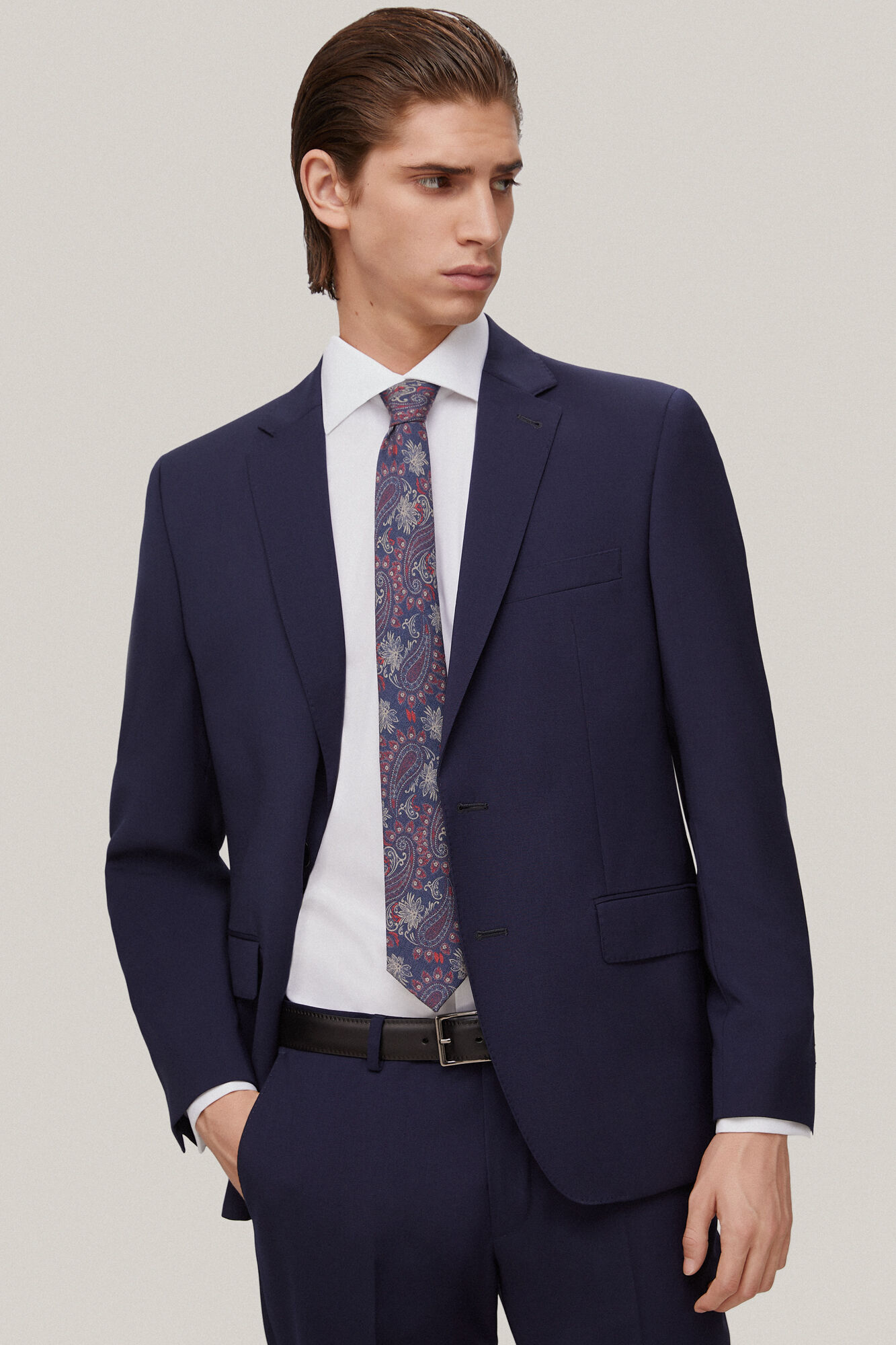 Pedro del Hierro Plain structured cuff link dress shirt, non-iron + stain-resistant White