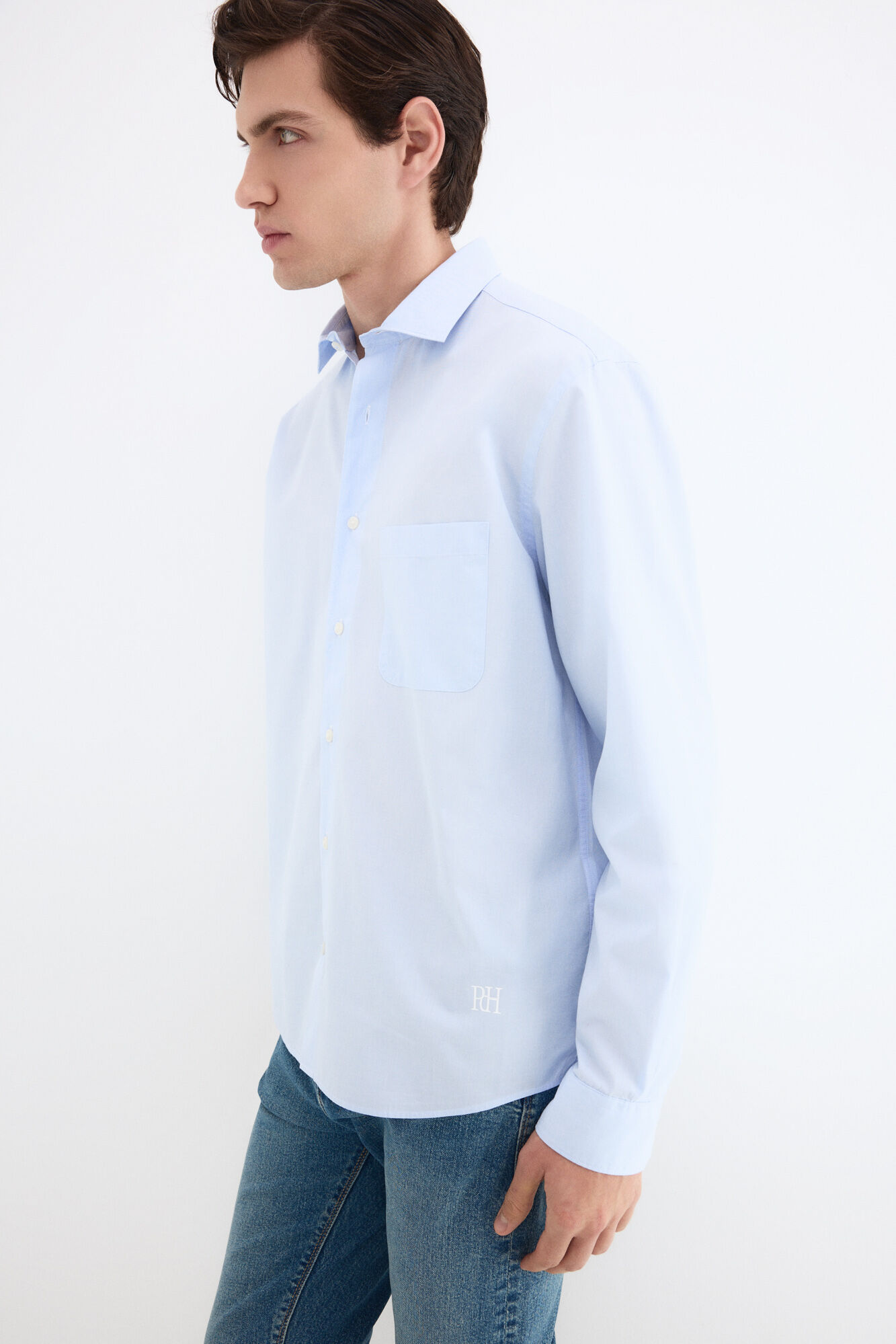 Pedro del Hierro Camisa lisa em popelina Azul