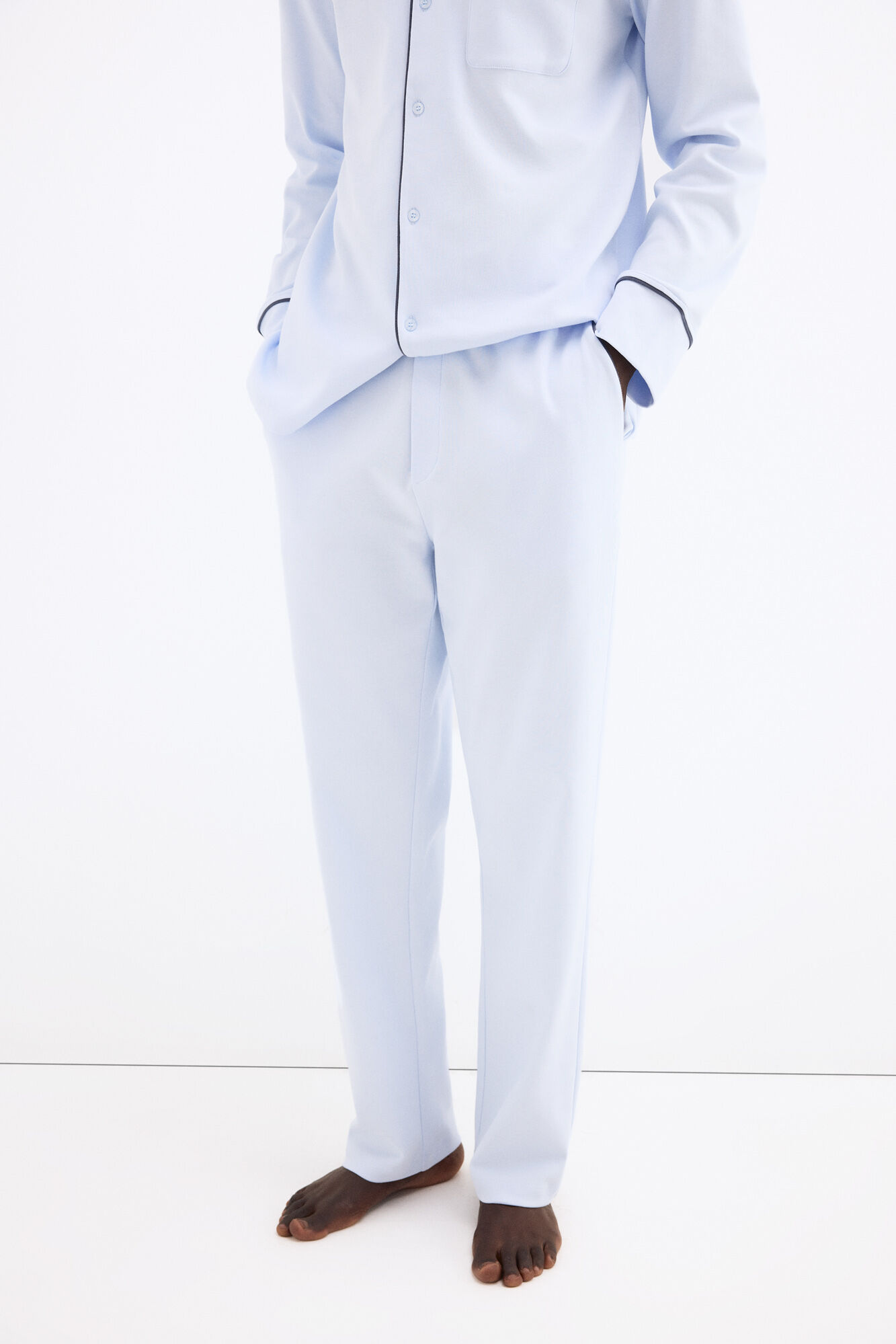 Pedro del Hierro Cal&ccedil;a comprida de pijama em algod&atilde;o espanhol Azul