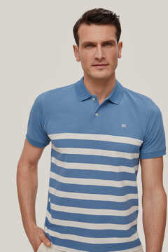 Pedro del Hierro Striped patterned polo shirt Blue