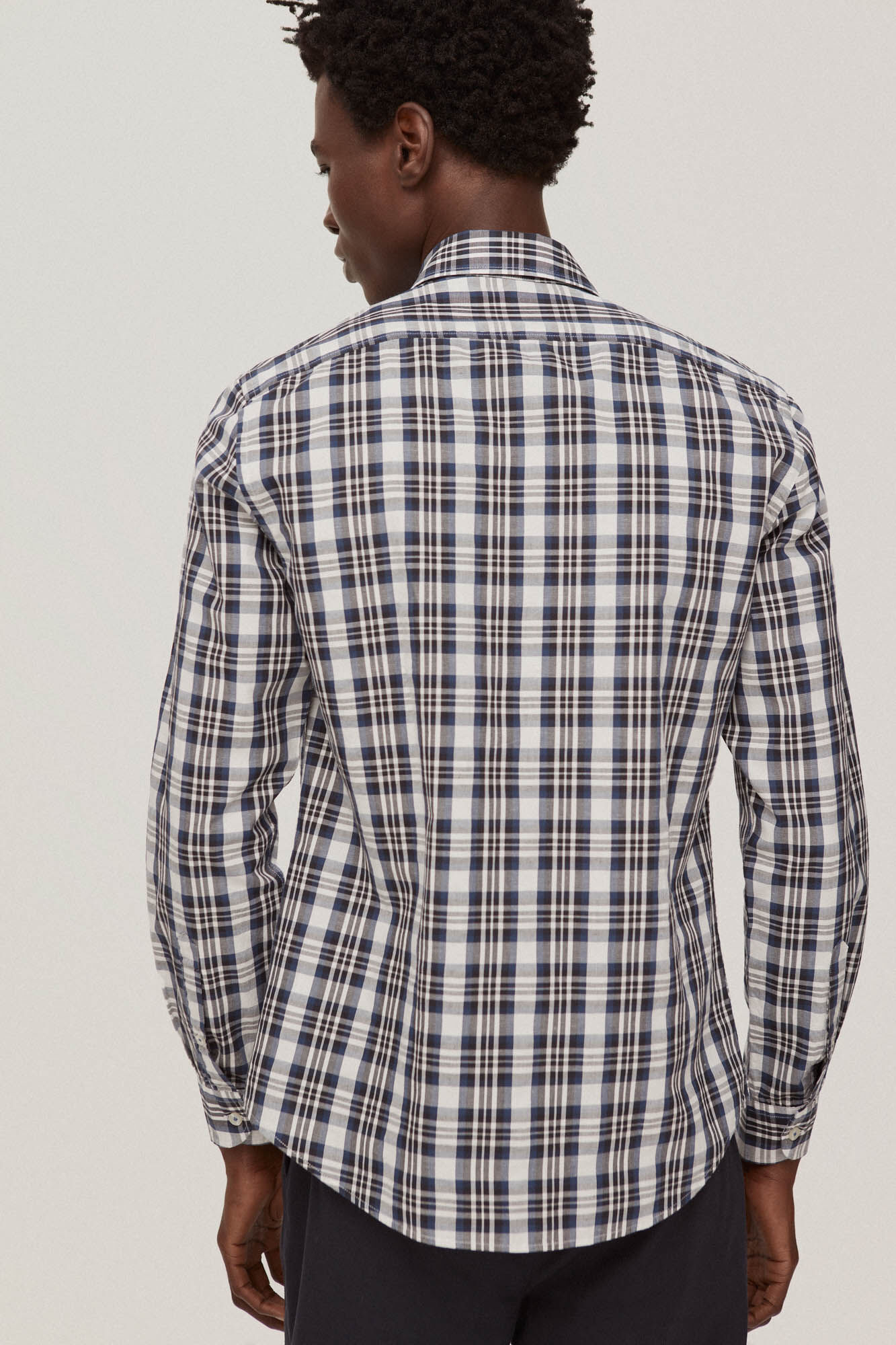 Pedro del Hierro Checked linen and cotton shirt Blue
