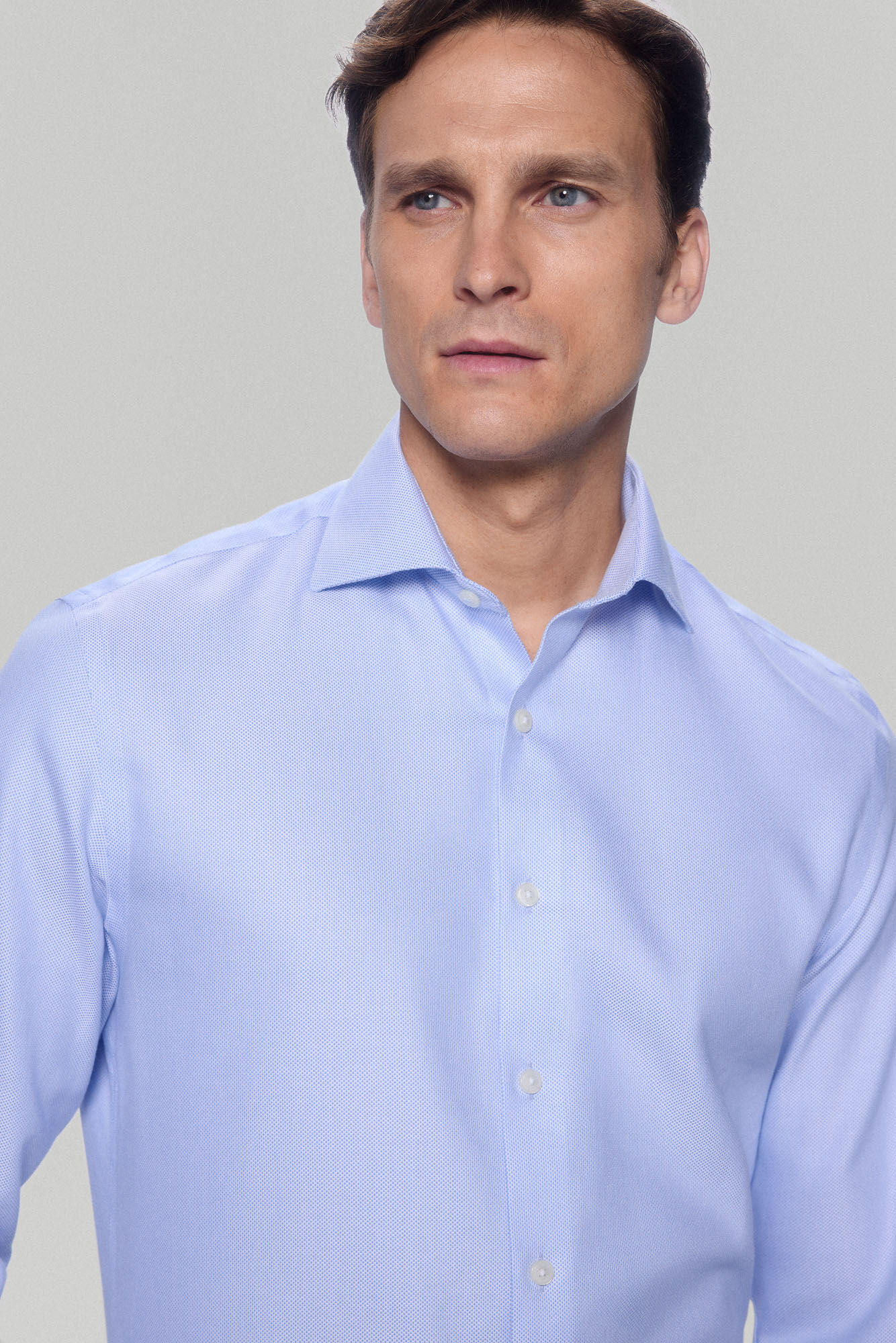 Pedro del Hierro camisa vestir gemelos estructura lisa non iron + antimanchas Blue