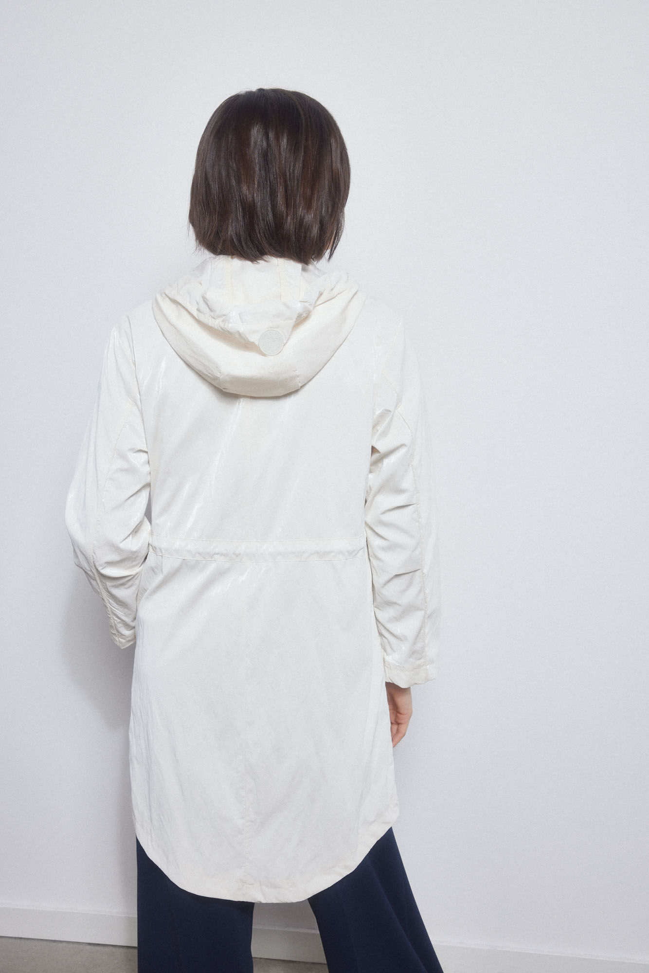 Pedro del Hierro Long hooded parka Ecru