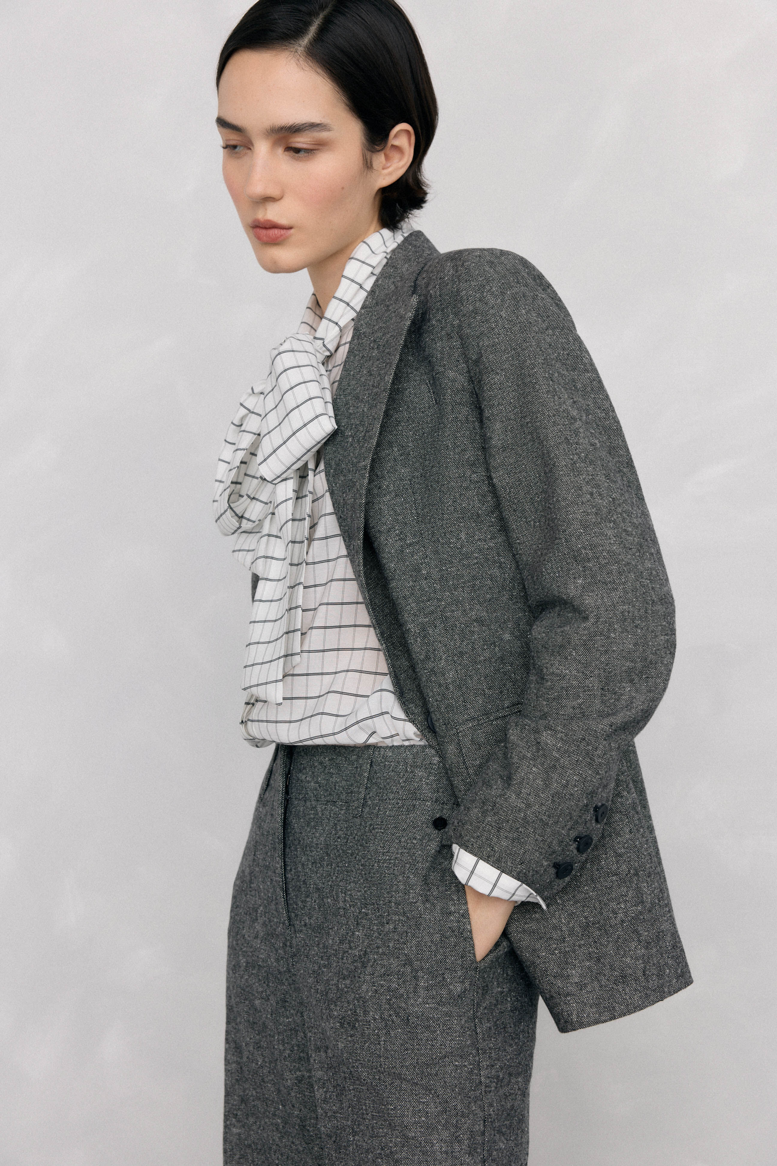 Pedro del Hierro Straight cheviot trousers Grey